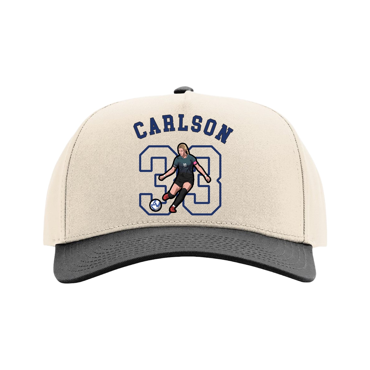 Full Fabric Five-Panel Champ Cap — Shirsey Arch in Cream/Black