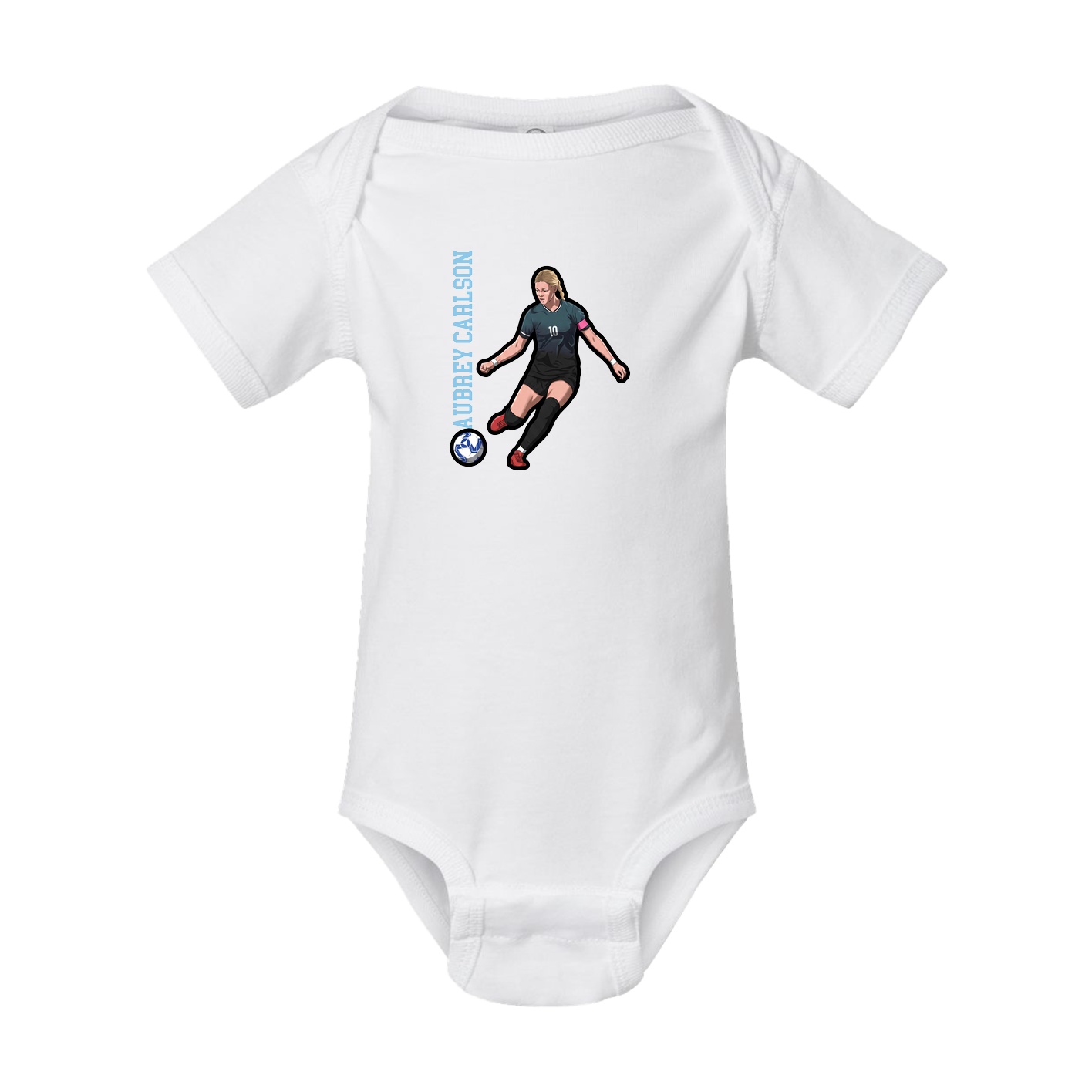 Baby Onesie — Name Vertical in White