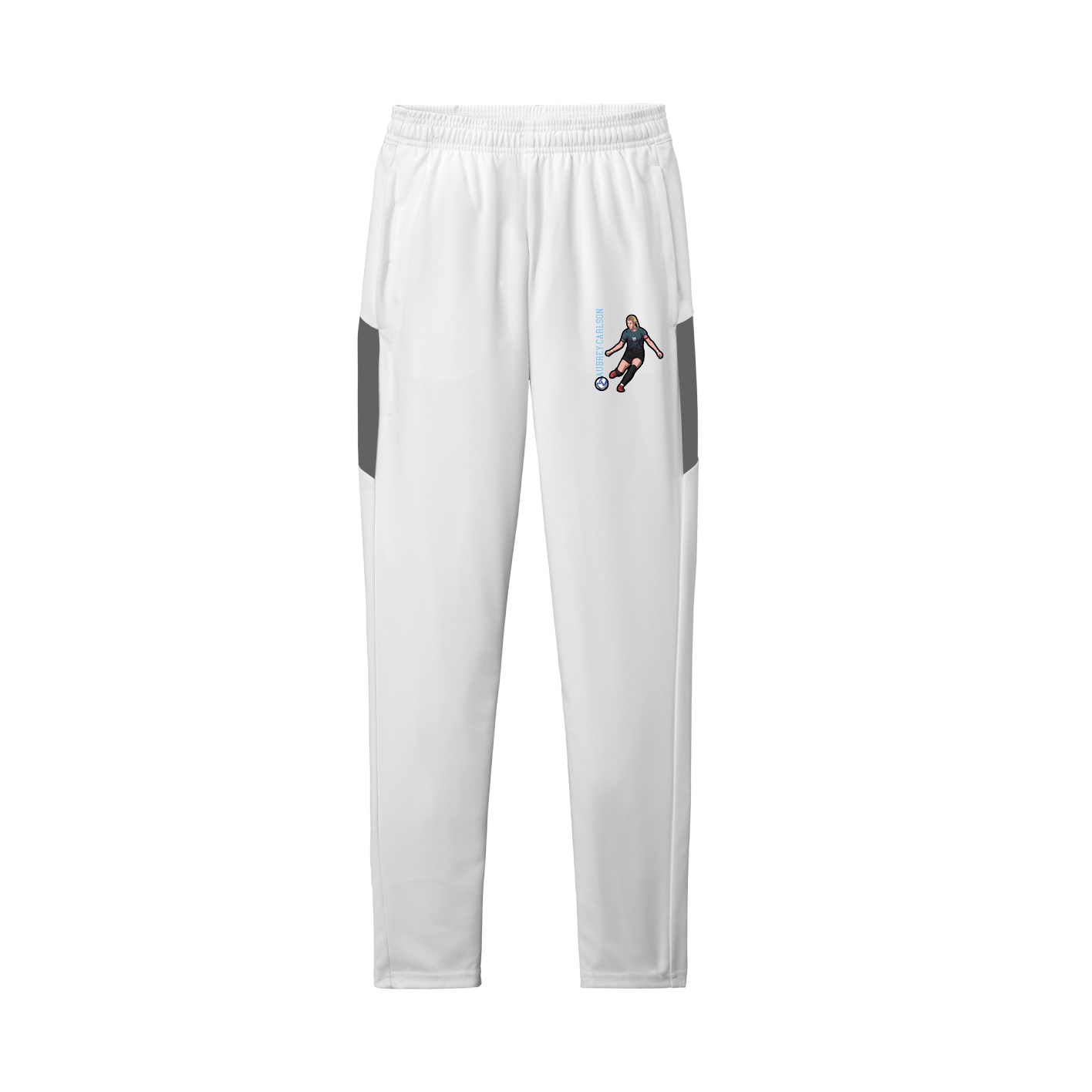 Team Travel Pant — Name Vertical in White/Grey