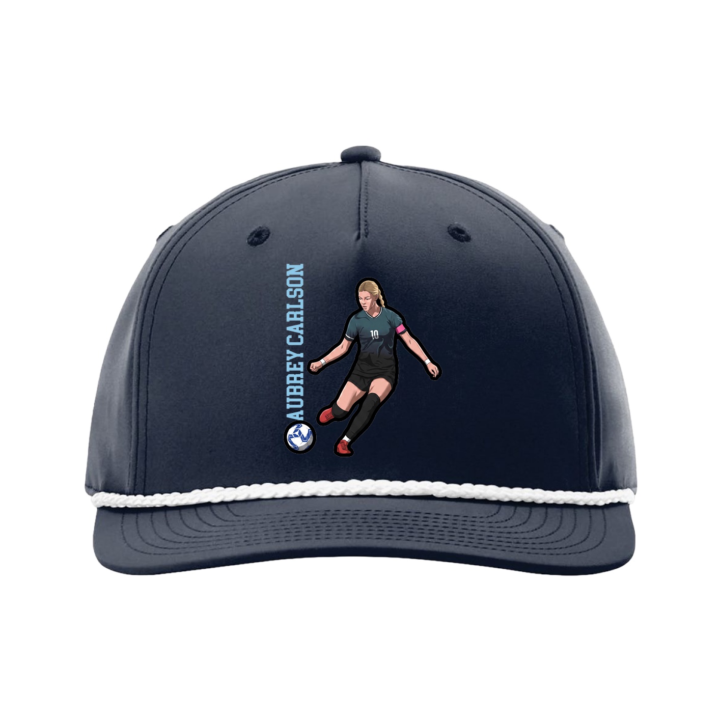 Five-Panel Classic Rope Cap — Name Vertical in Navy