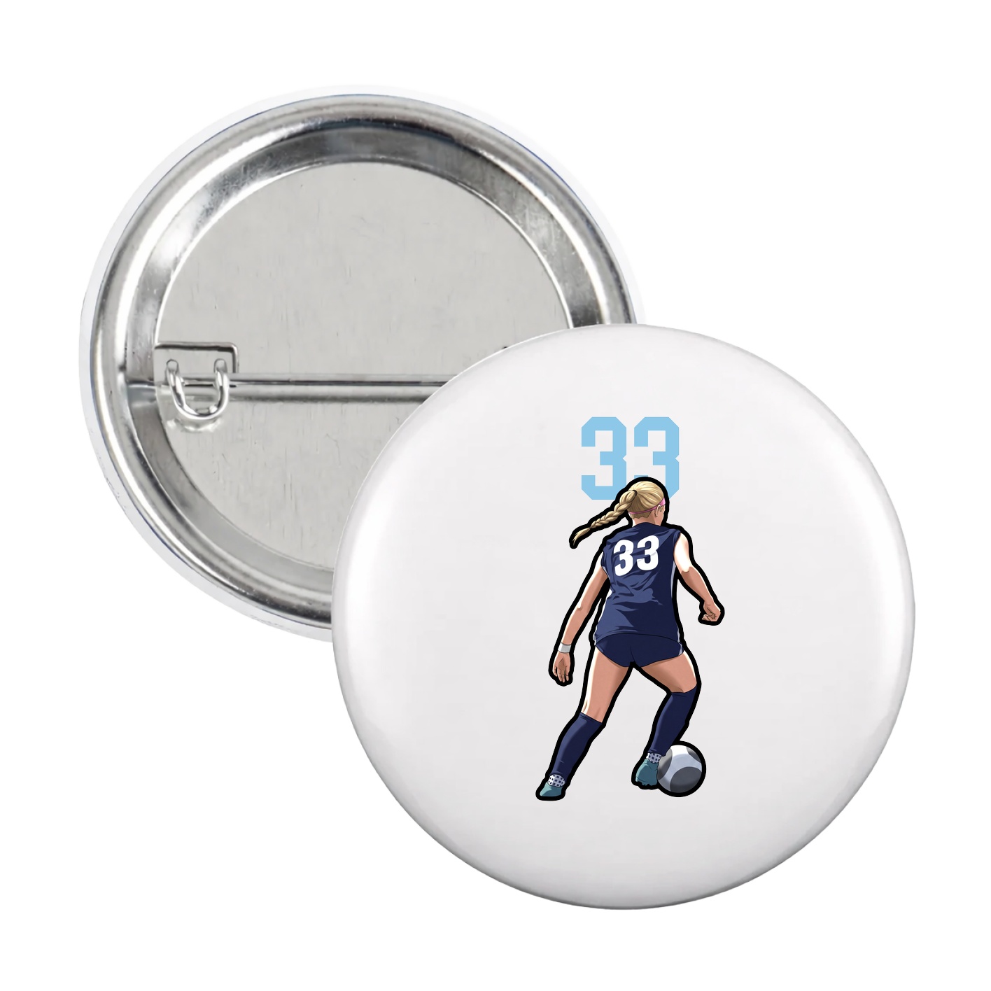 Game Day Button — Number Top in White
