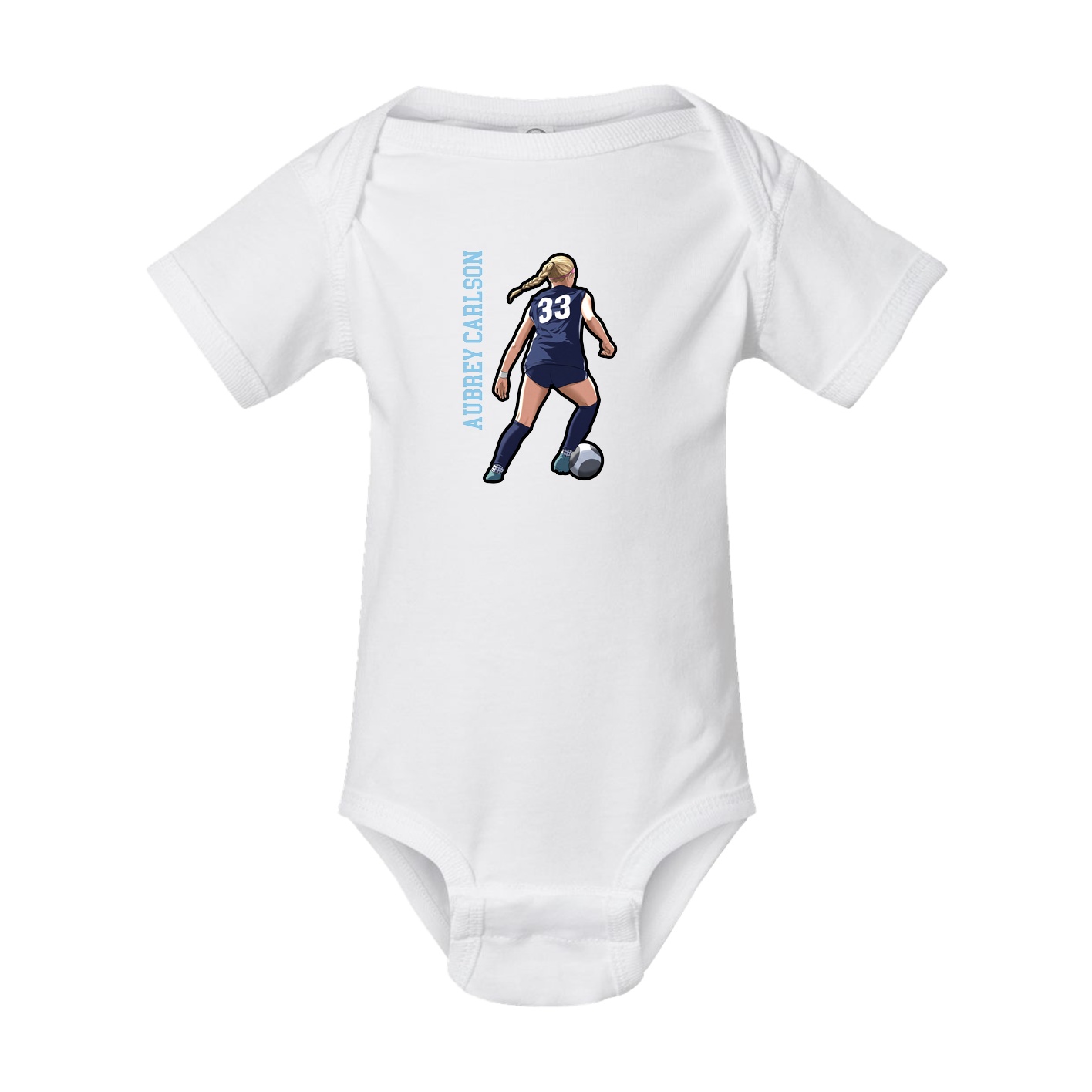 Baby Onesie — Name Vertical in White