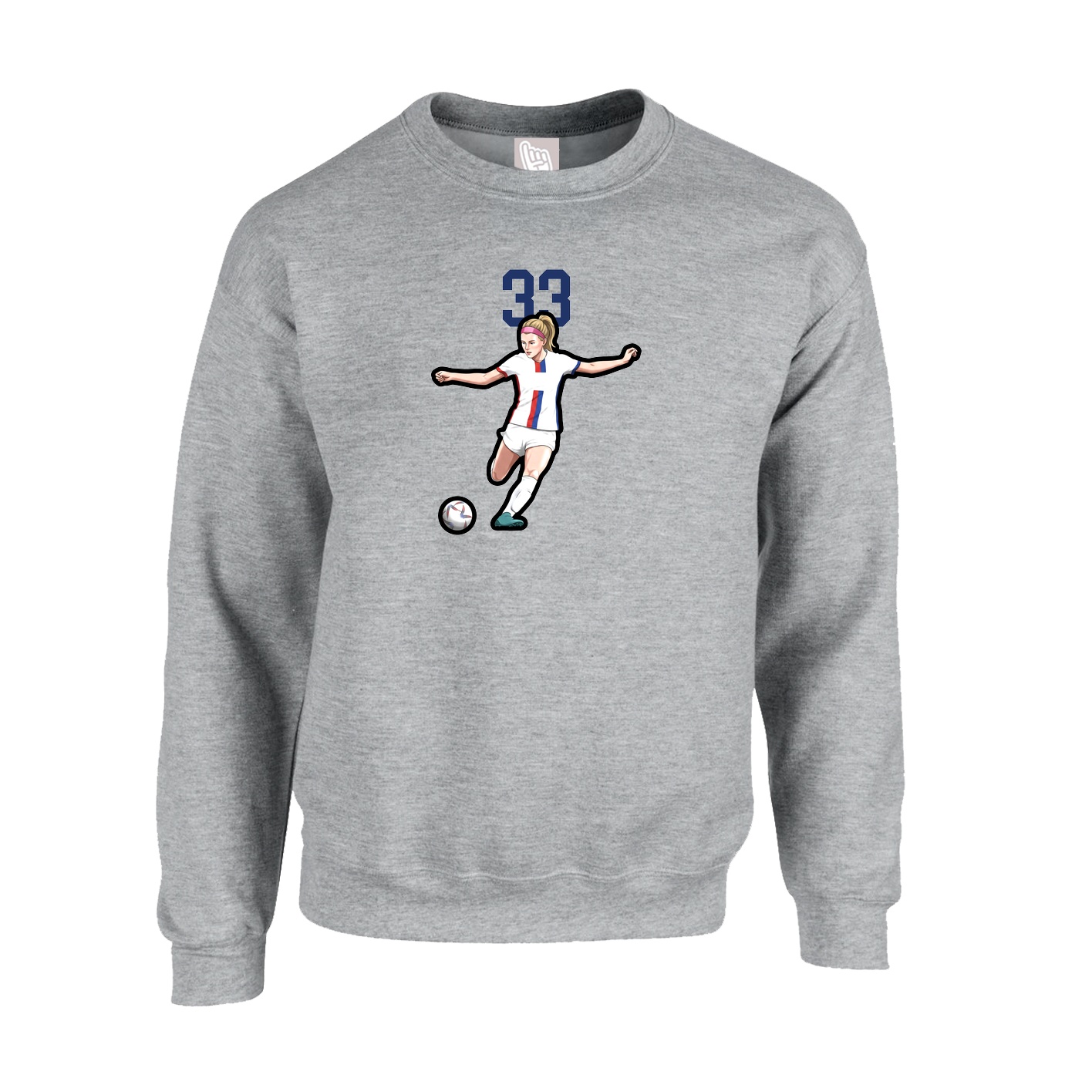 Fleece Crew — Number Top in Grey