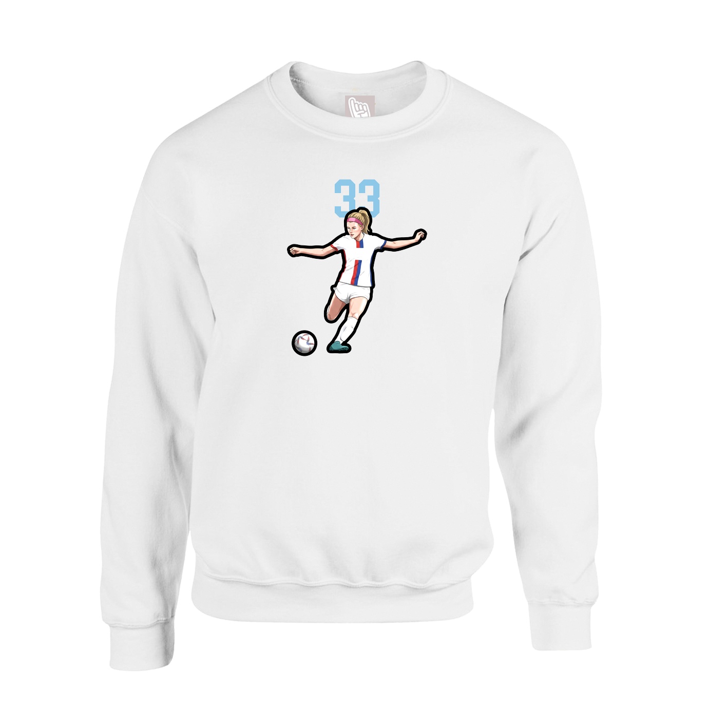 Fleece Crew — Number Top in White