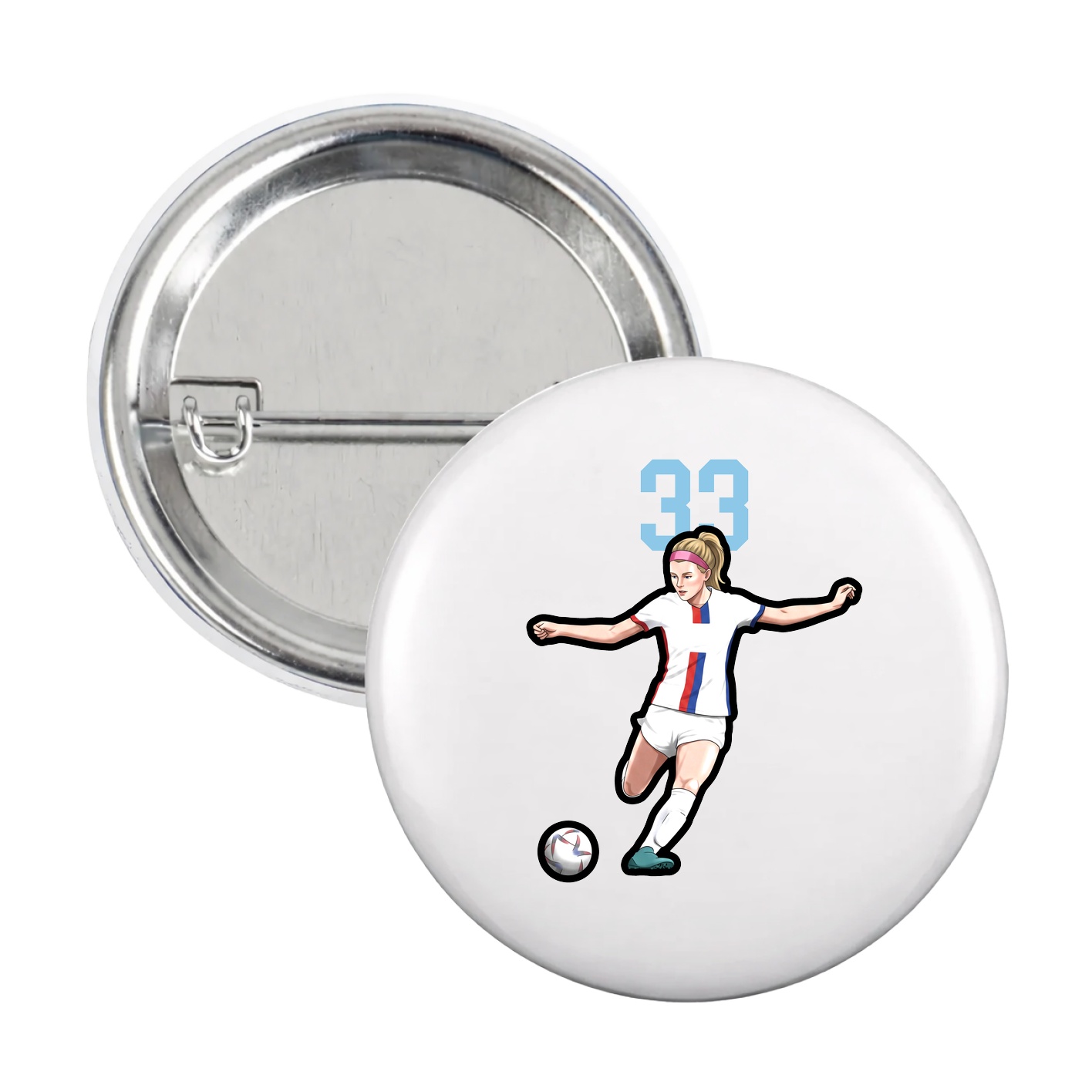 Game Day Button — Number Top in White