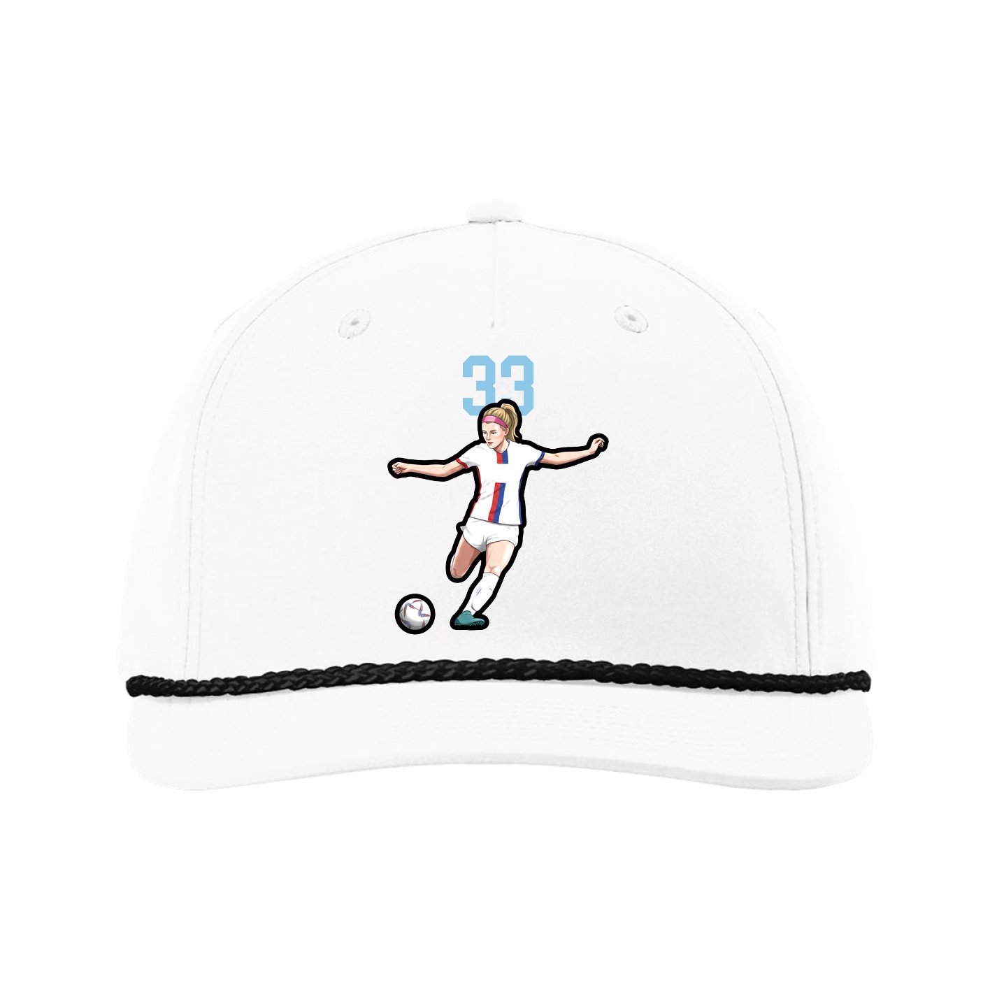 Five-Panel Classic Rope Cap — Number Top in White