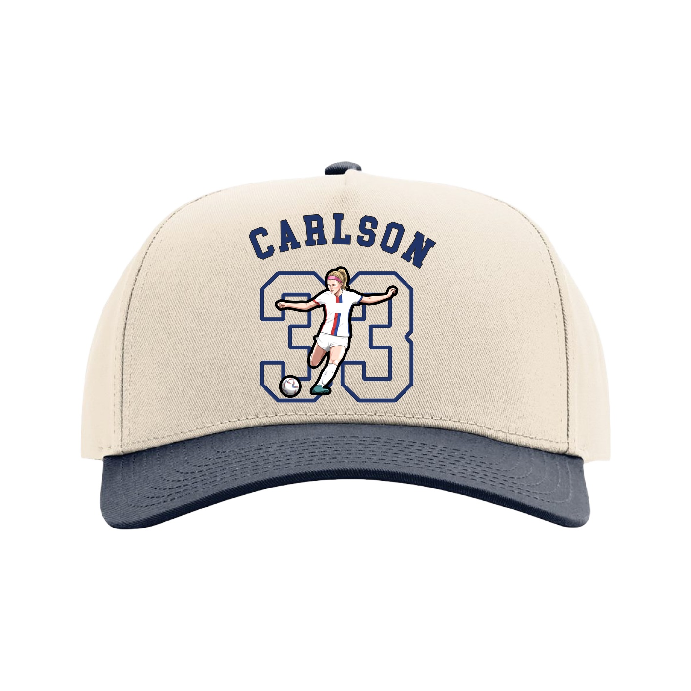 Full Fabric Five-Panel Champ Cap — Shirsey Arch in Cream/Navy