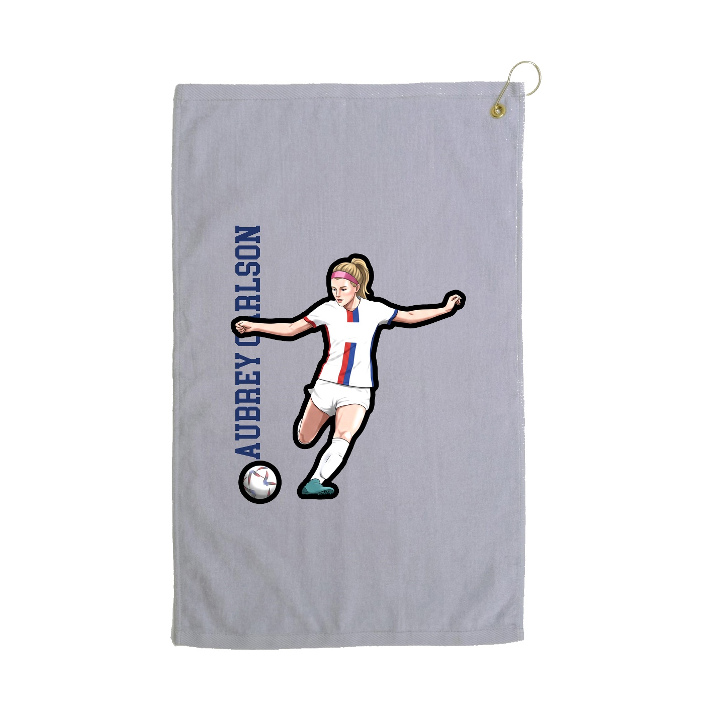 Golf Towel — Name Vertical in Grey