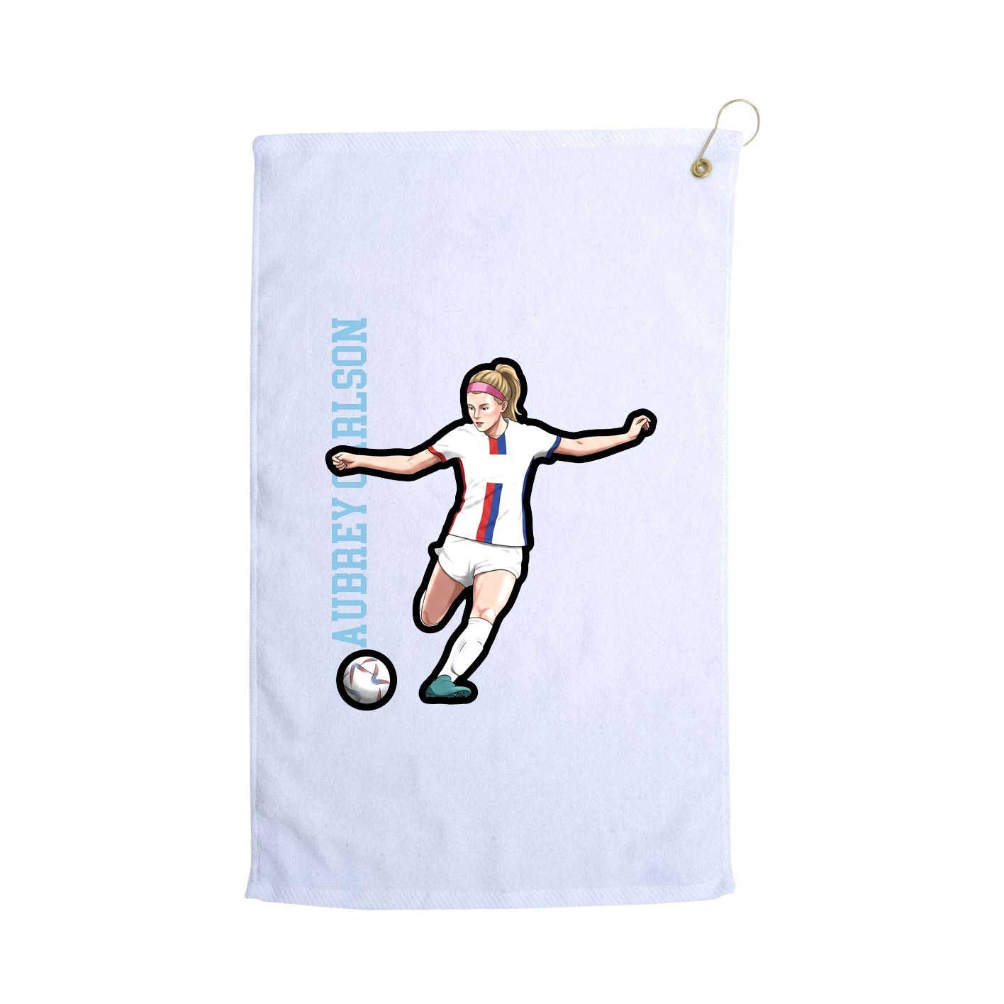 Golf Towel — Name Vertical in White