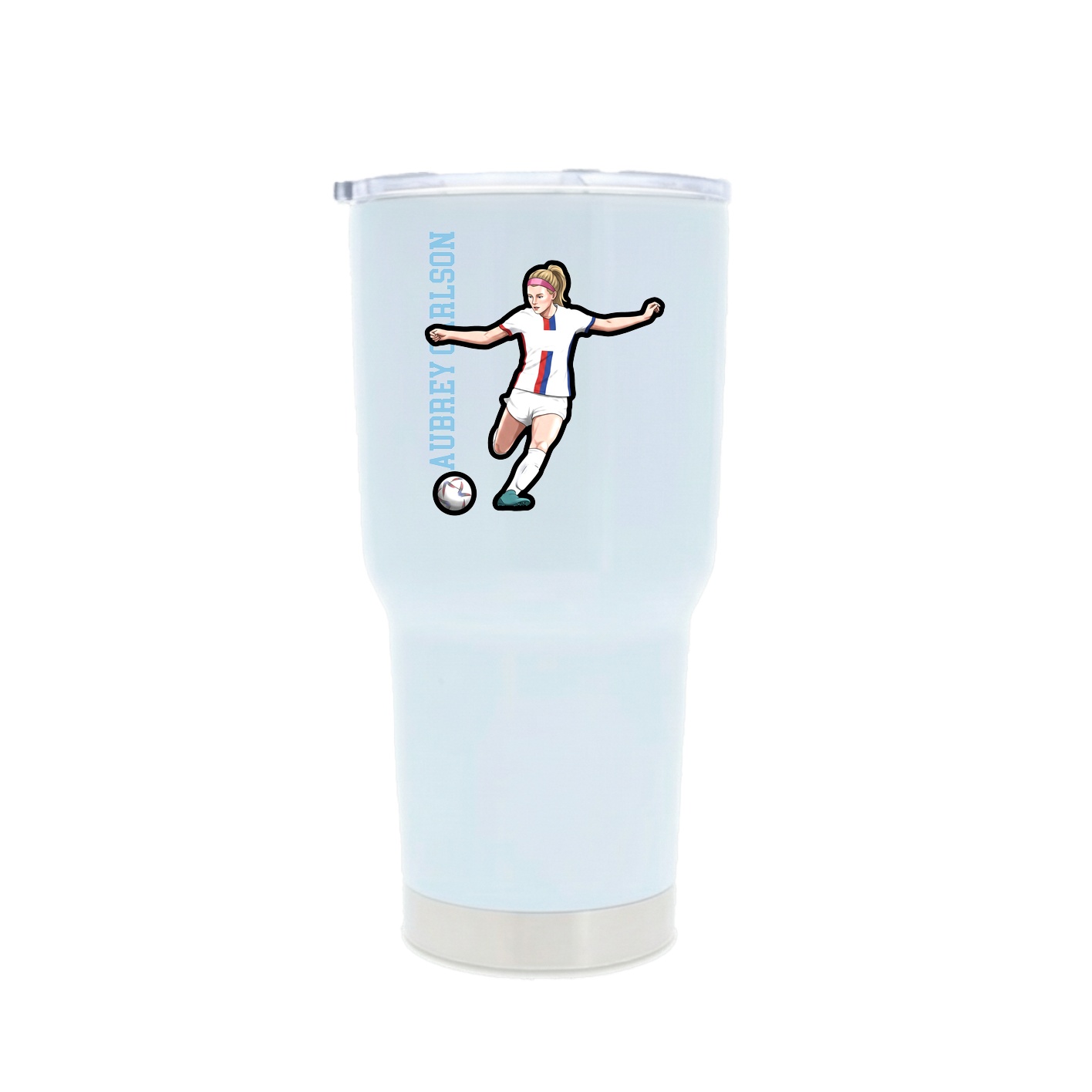 30oz Stainless Steel Tumbler — Name Vertical in White