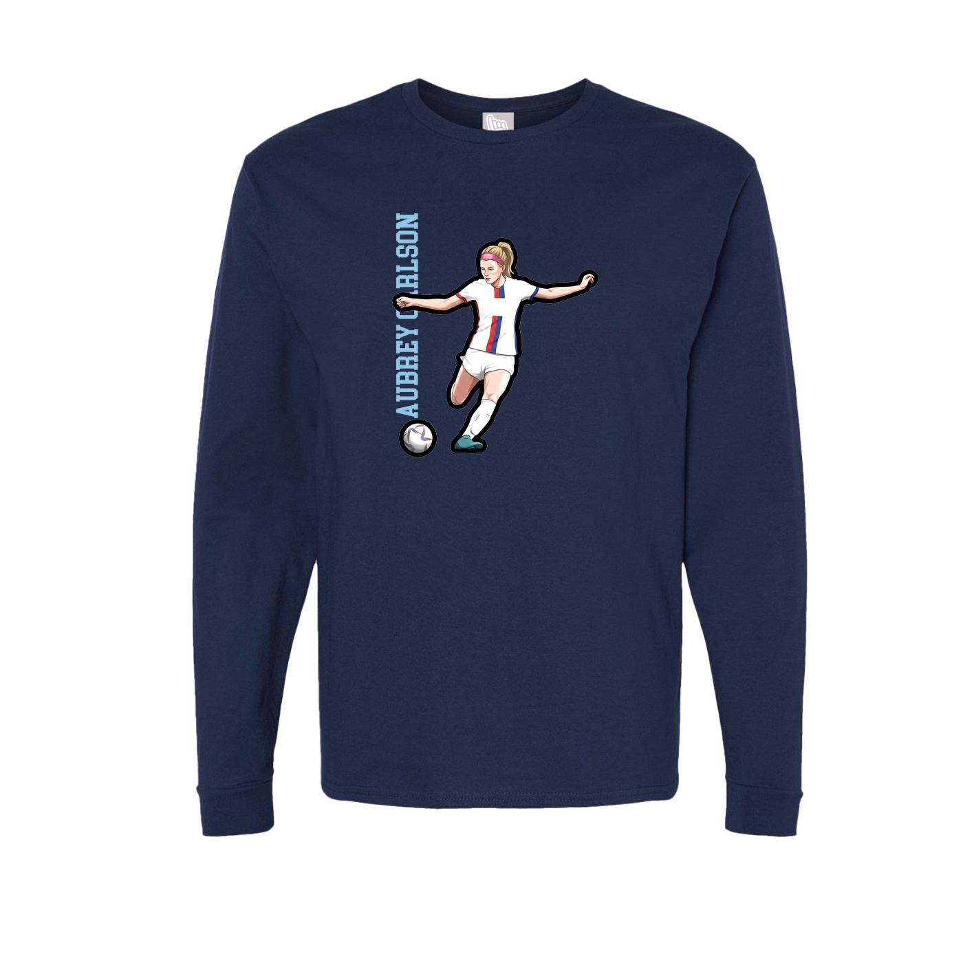 Long Sleeve Tee — Name Vertical in Navy