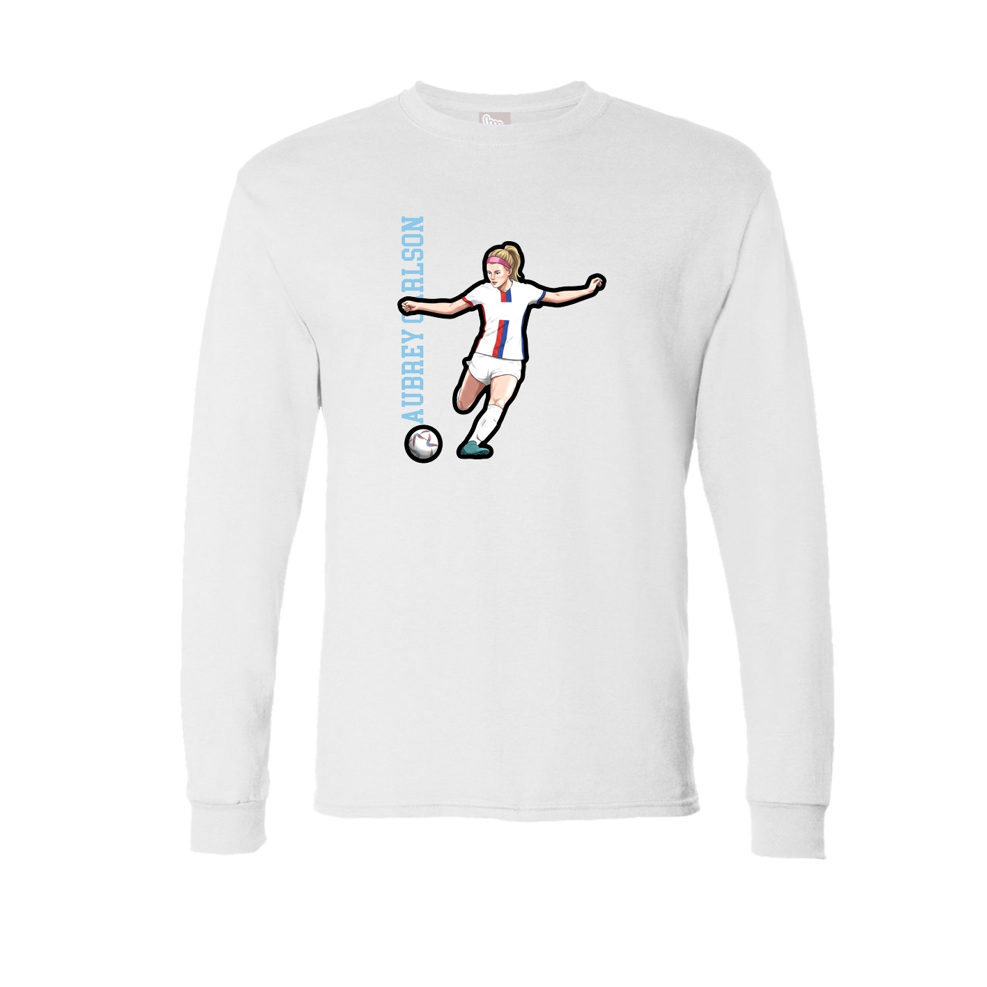 Long Sleeve Tee — Name Vertical in White