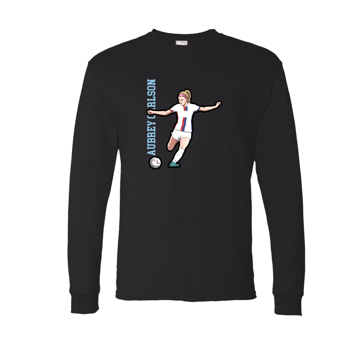 Long Sleeve Tee — Name Vertical in Black
