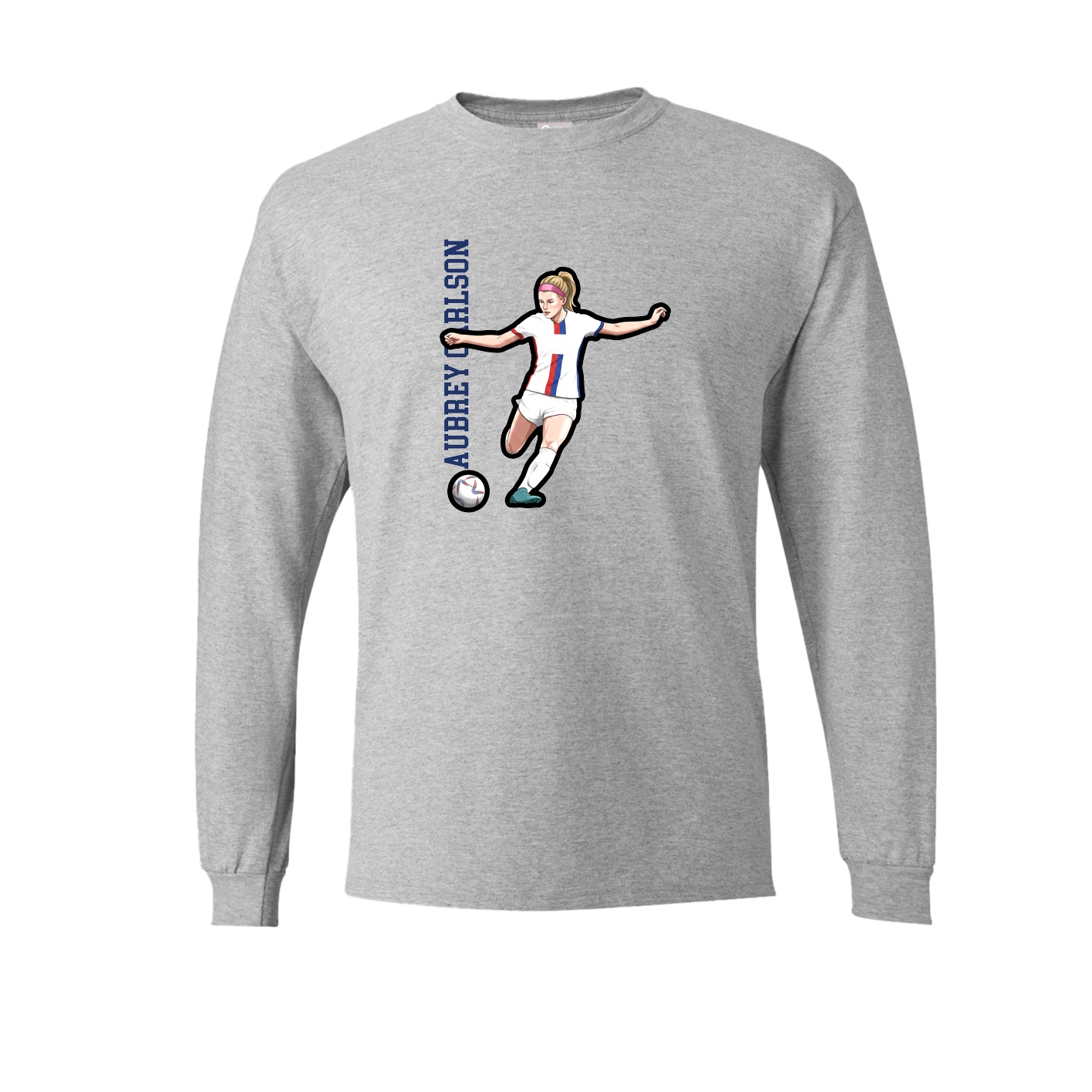 Long Sleeve Tee — Name Vertical in Grey
