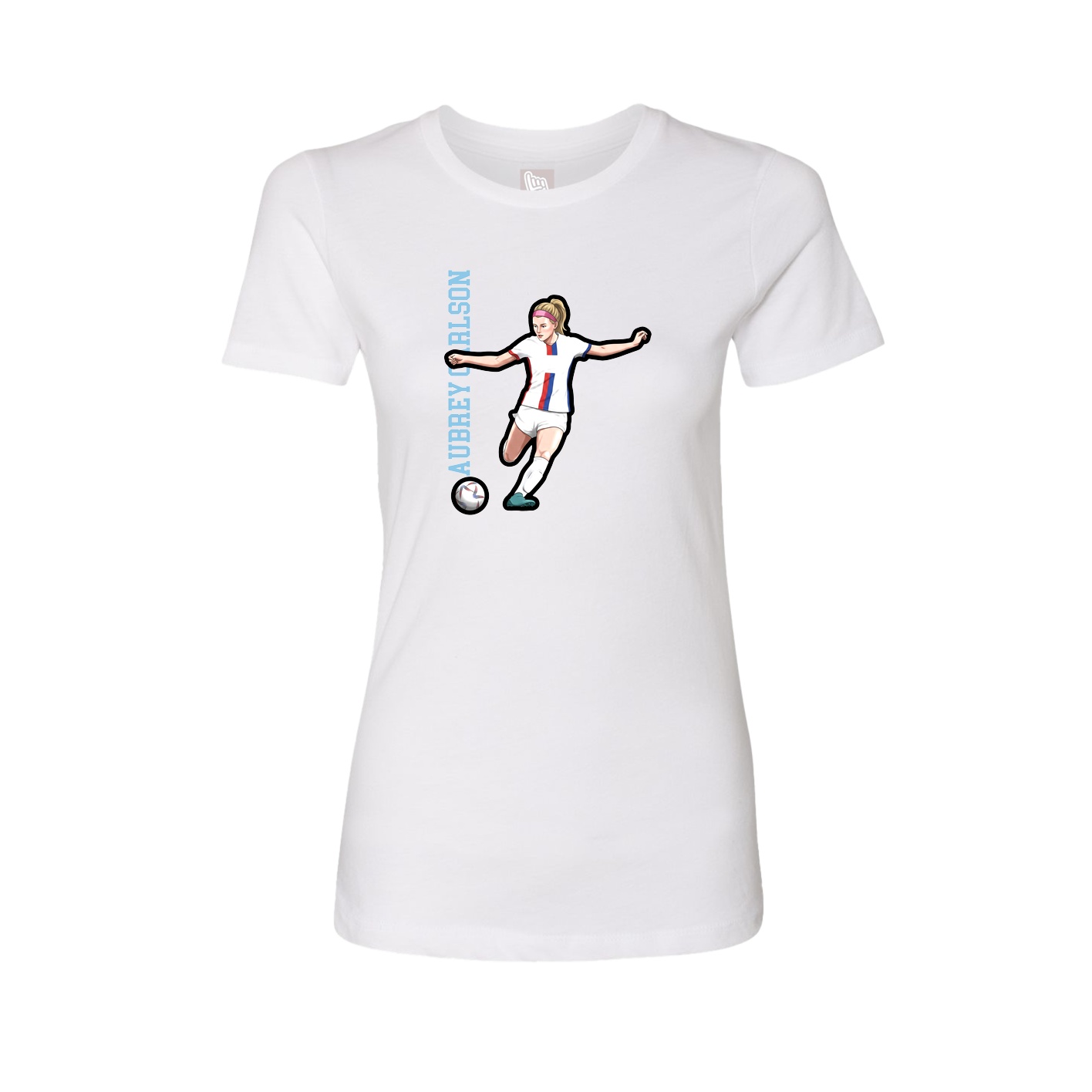 Womens Tee — Name Vertical in White