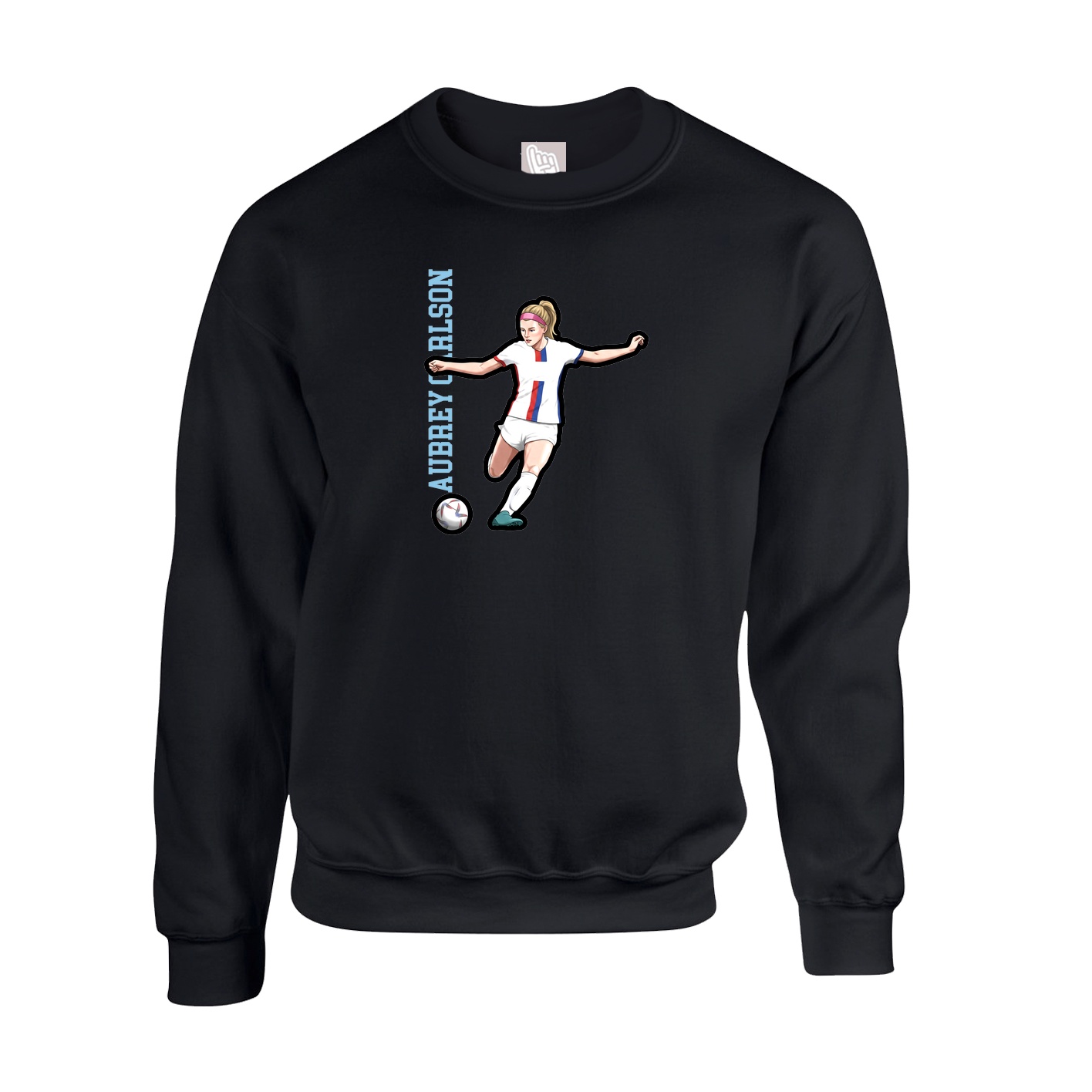 Fleece Crew — Name Vertical in Black