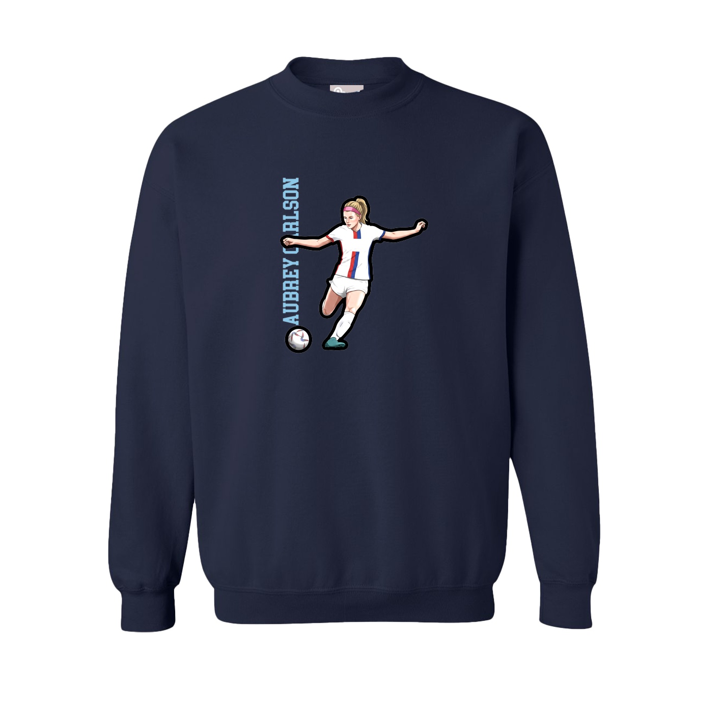 Fleece Crew — Name Vertical in Navy