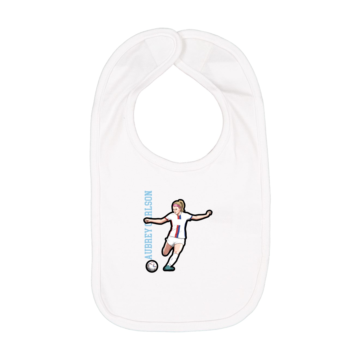 Infant Bib — Name Vertical in White