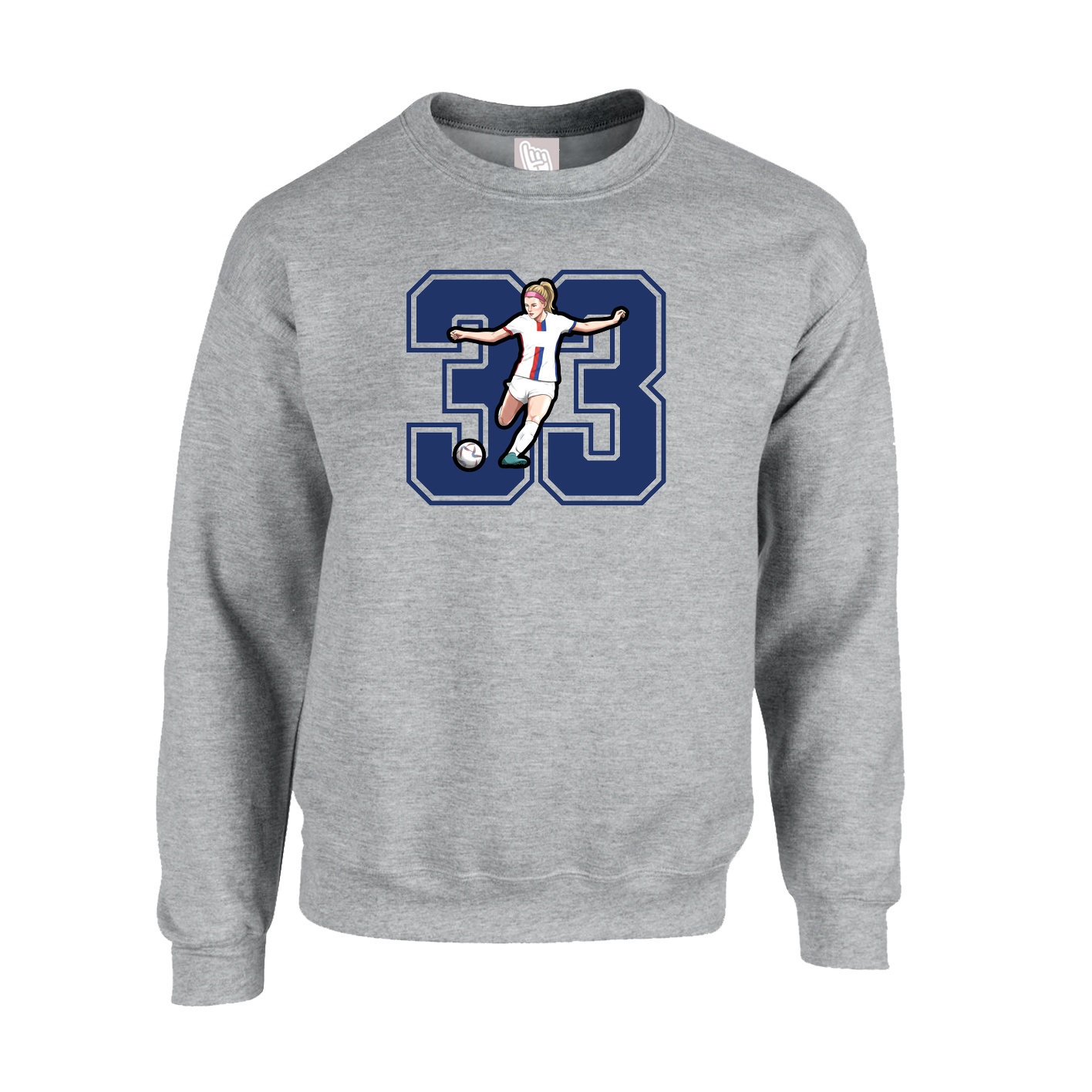Fleece Crew — Number in Grey
