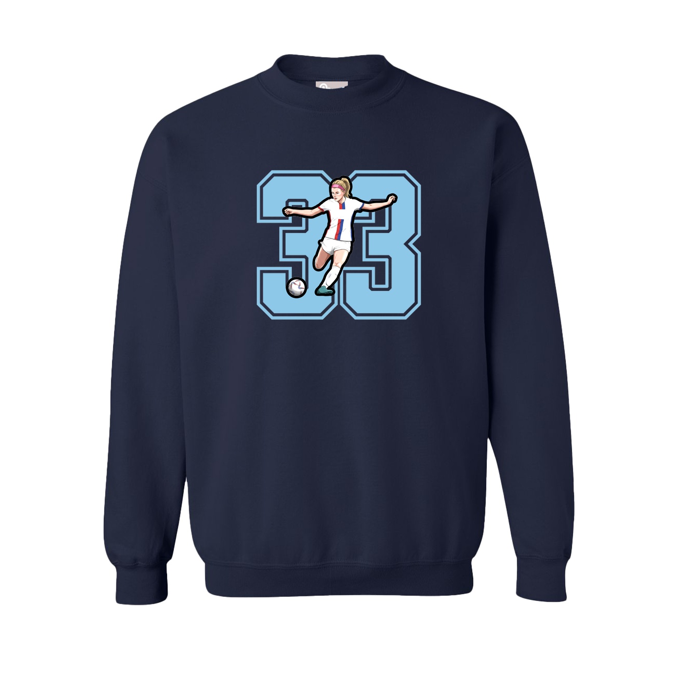 Fleece Crew — Number in Navy