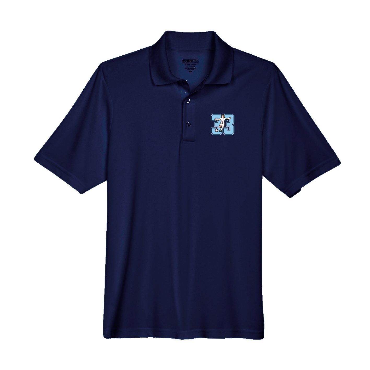 Performance Polo — Number in Navy
