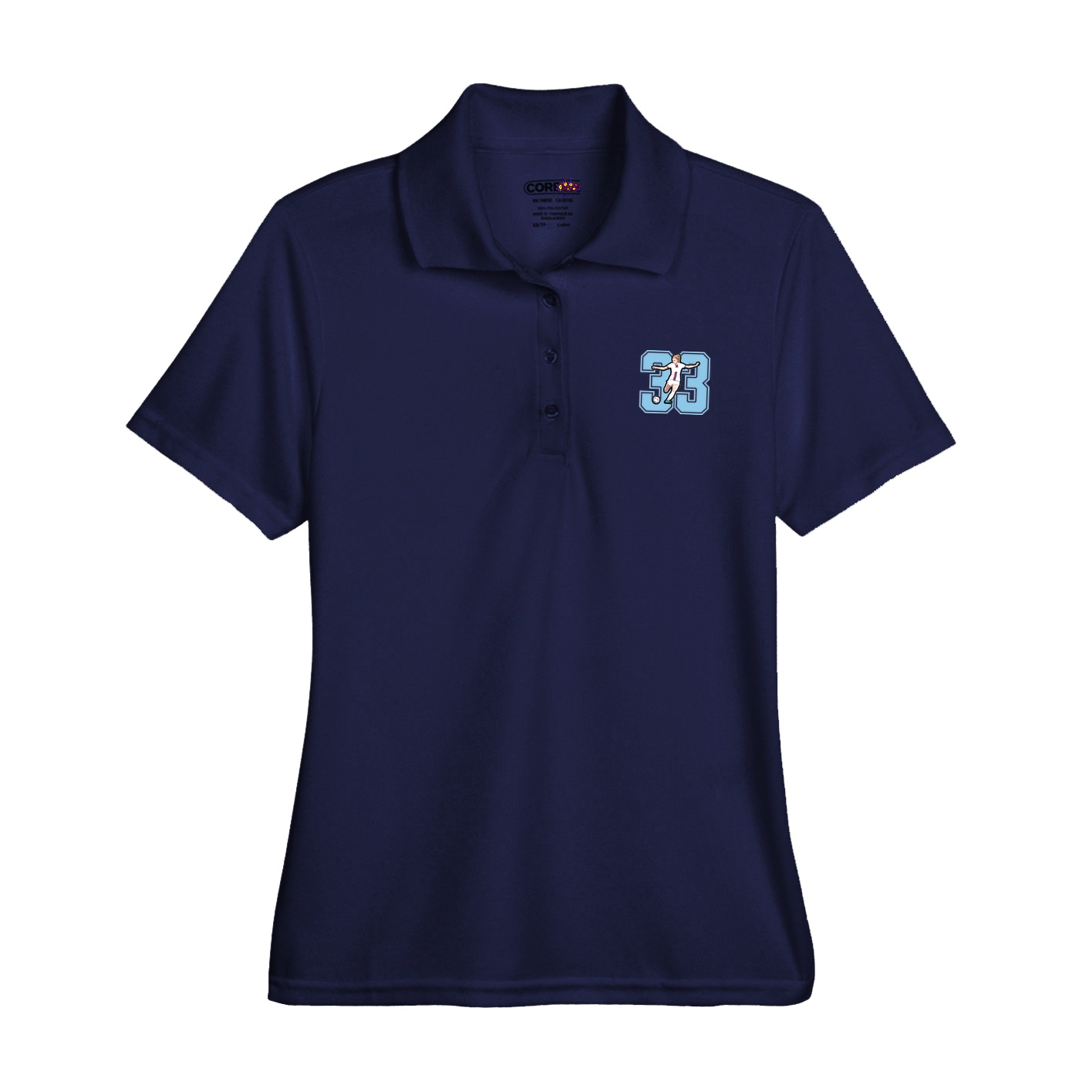 Womens Performance Polo — Number in Navy