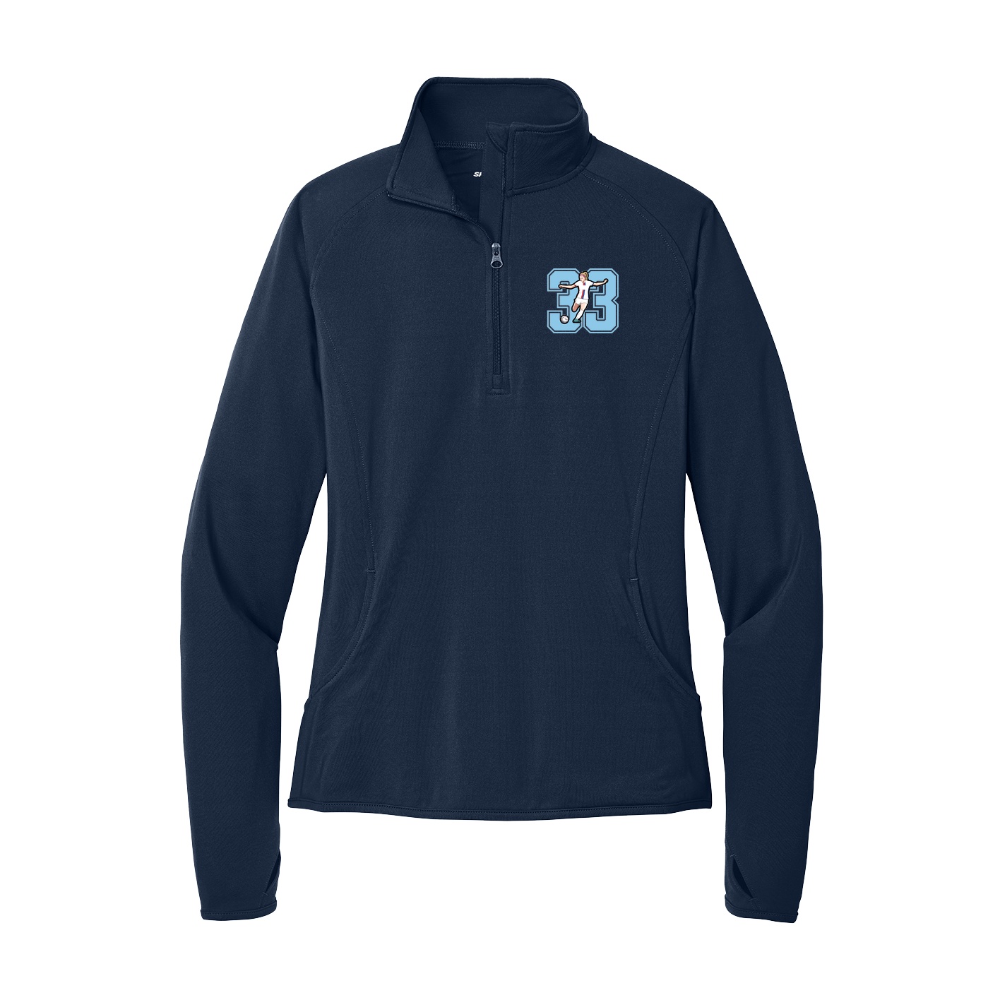 Women's Q-Zip Pullover — Number in Navy