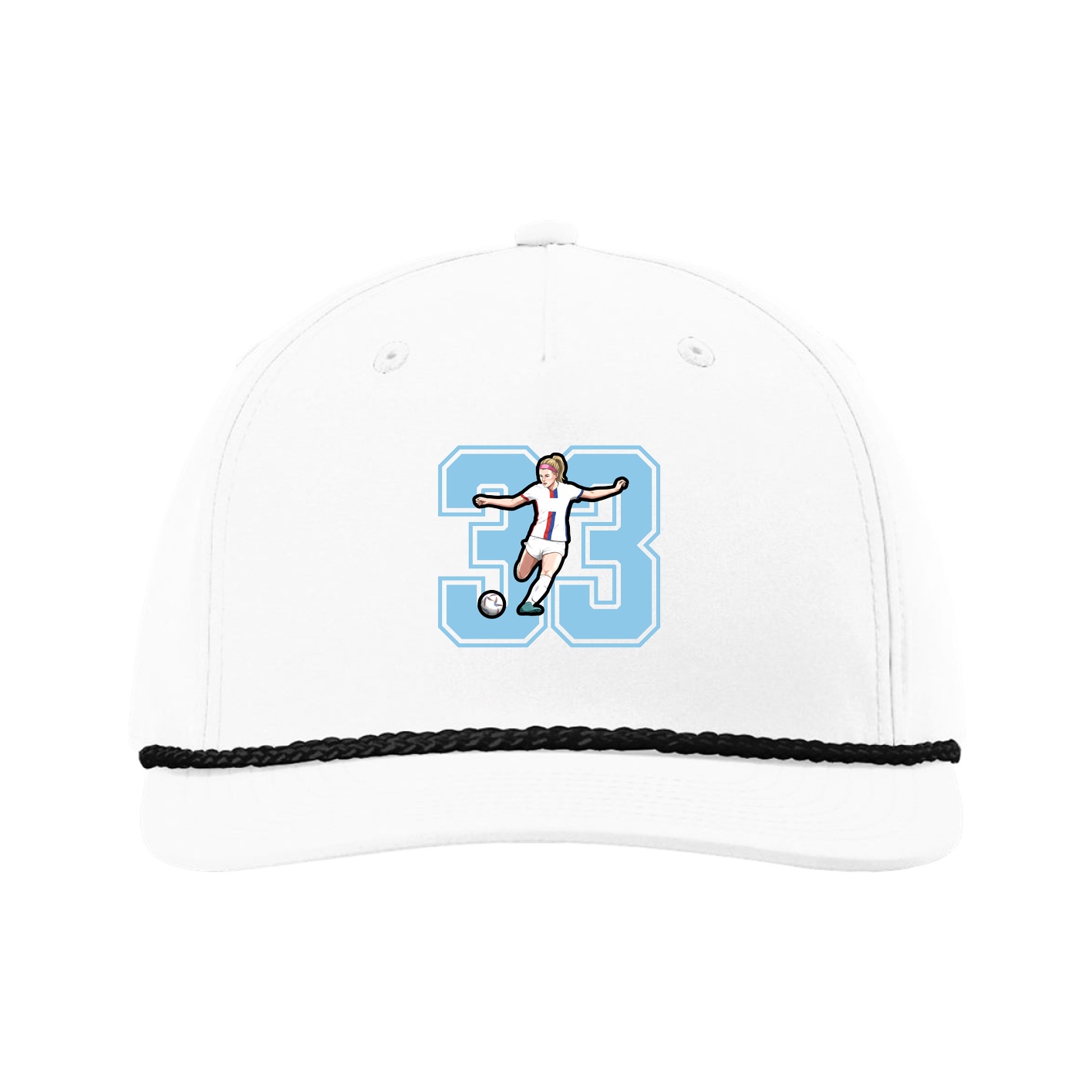 Five-Panel Classic Rope Cap — Number in White