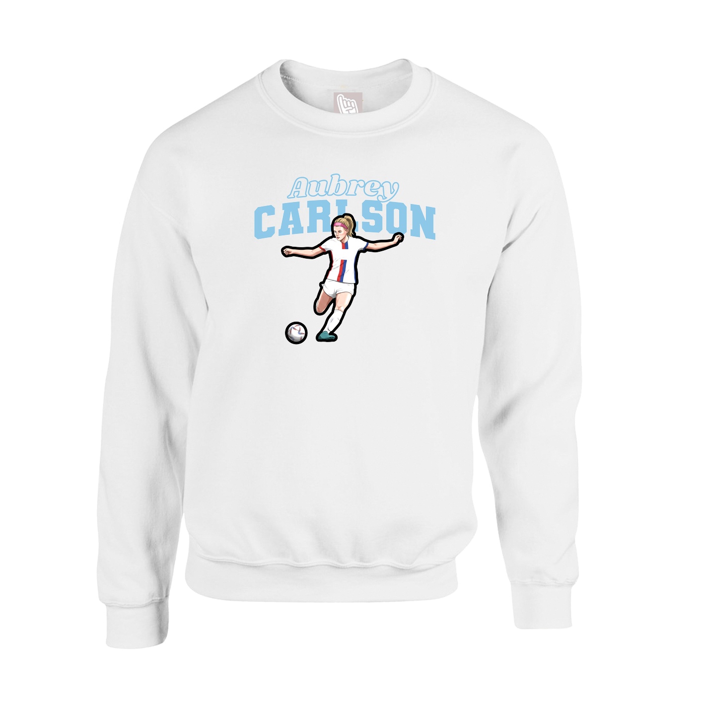 Fleece Crew — Name Arch in White
