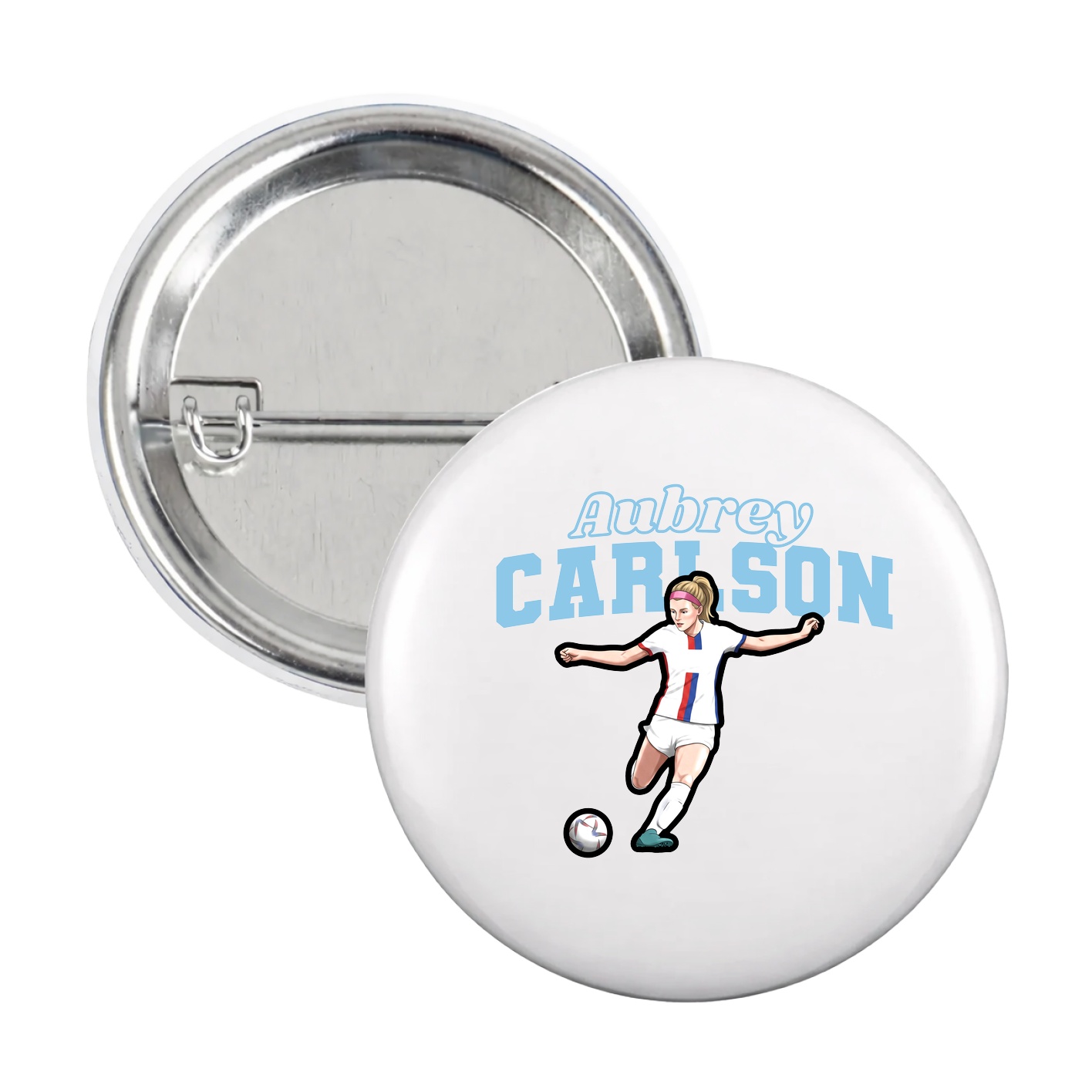 Game Day Button — Name Arch in White