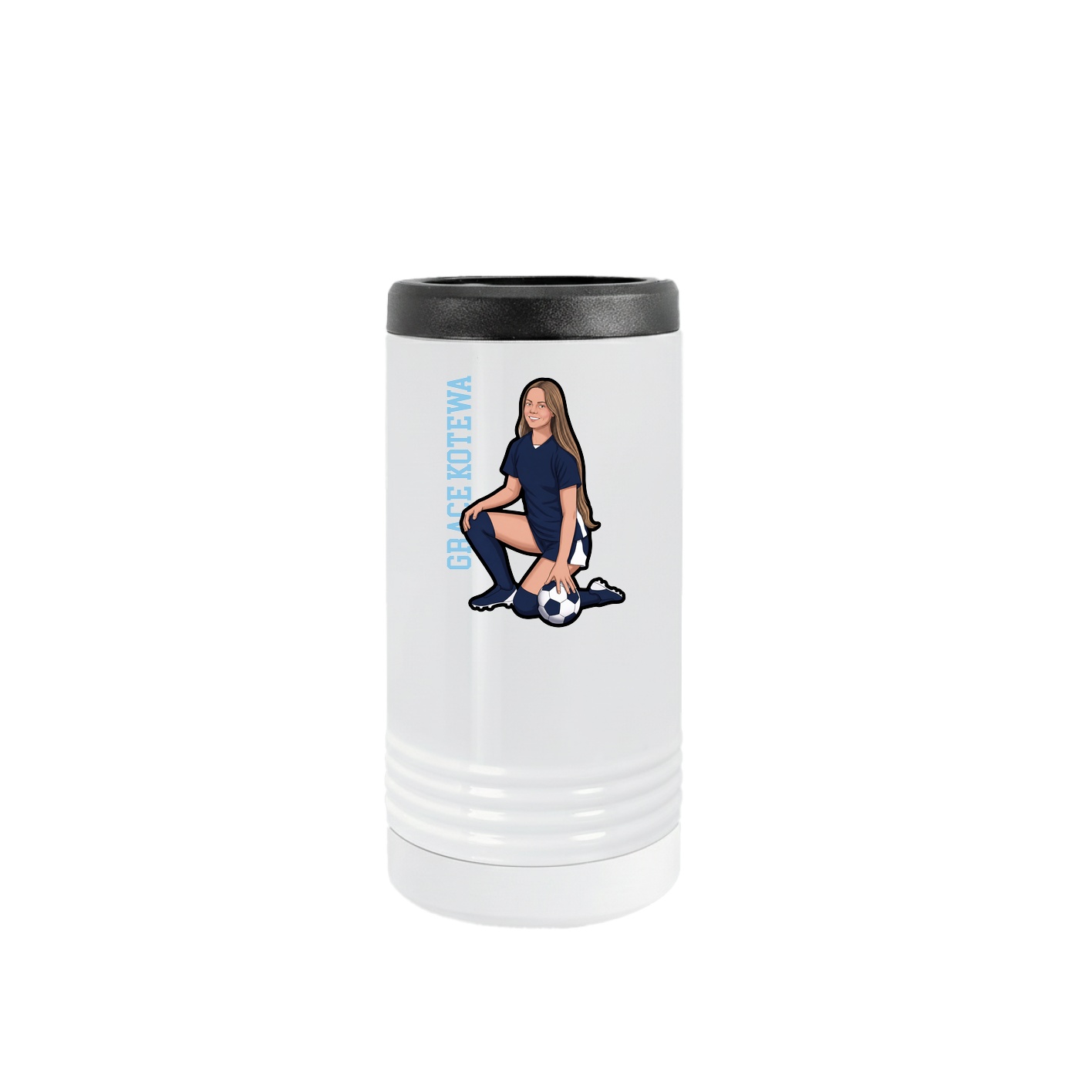 Slim Beverage Holder — Name Vertical in White