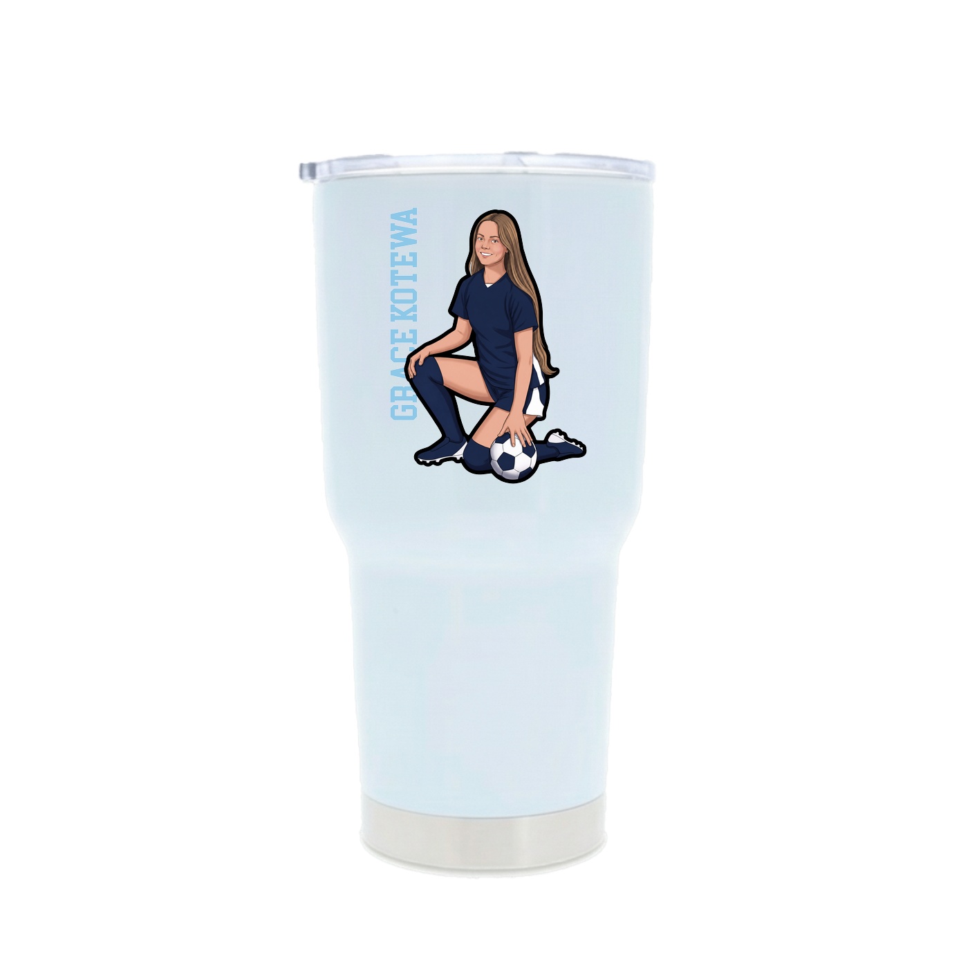 30oz Stainless Steel Tumbler — Name Vertical in White