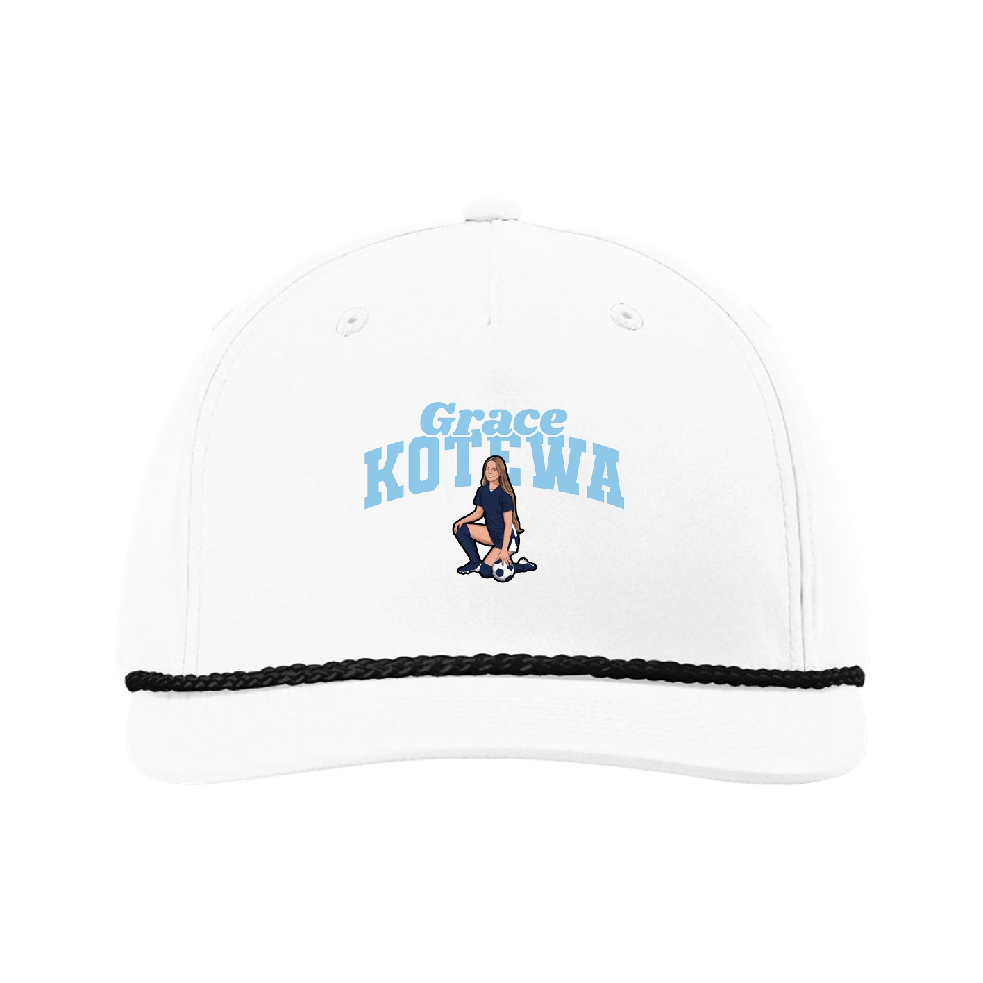 Five-Panel Classic Rope Cap — Signature Arch in White
