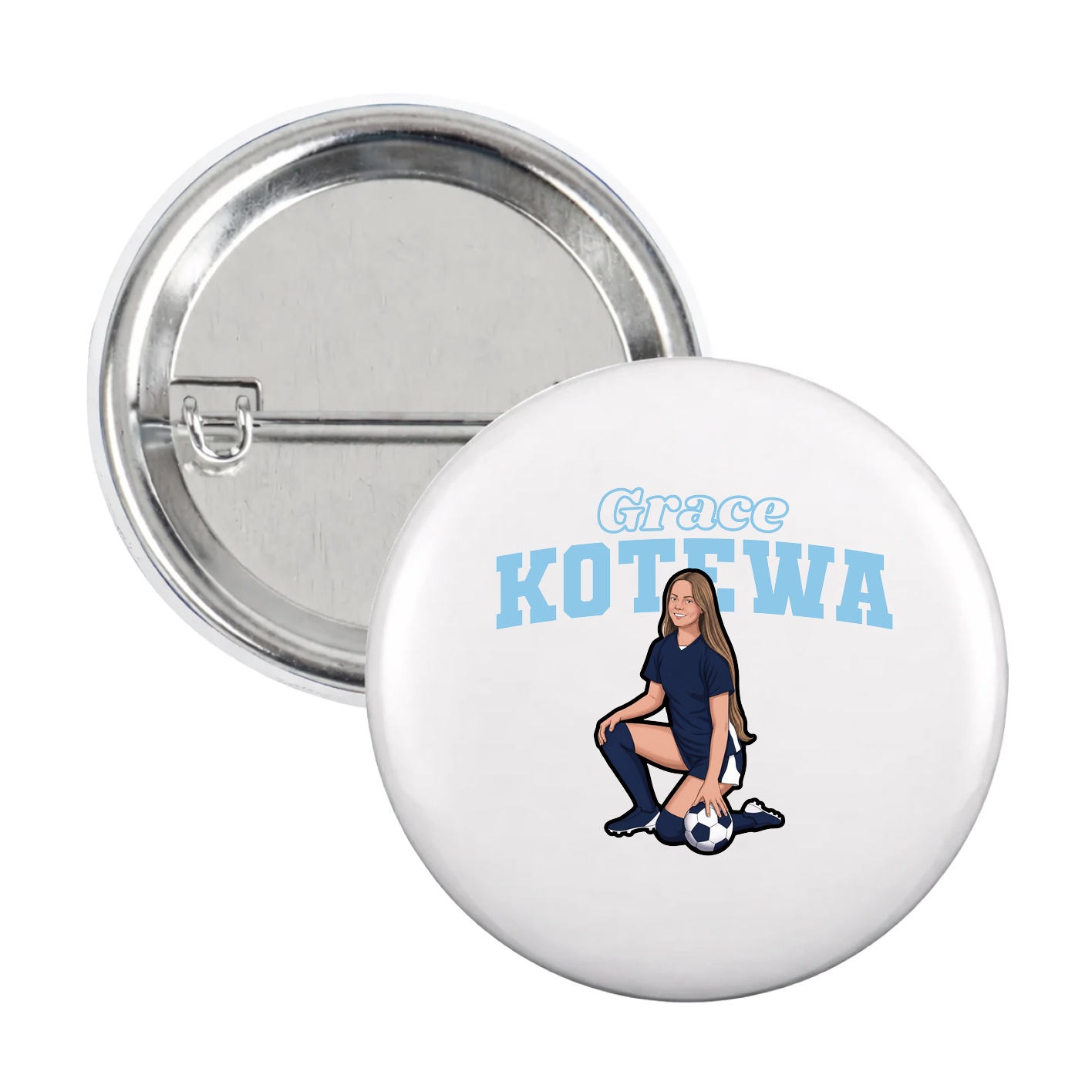 Game Day Button — Name Arch in White