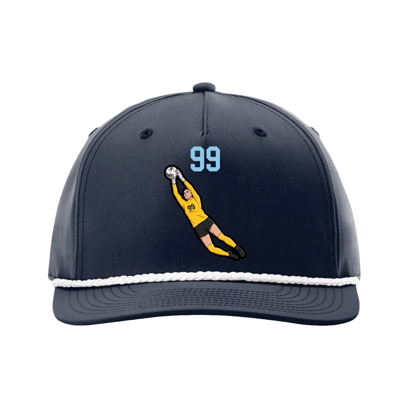 Five-Panel Classic Rope Cap — Number Top in Navy