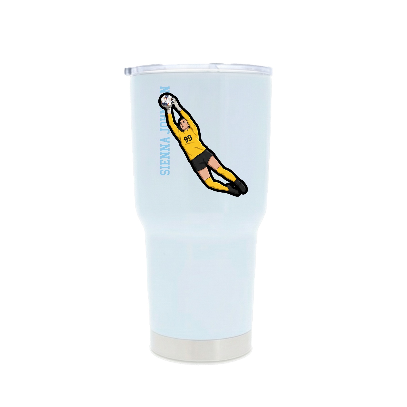 30oz Stainless Steel Tumbler — Name Vertical in White
