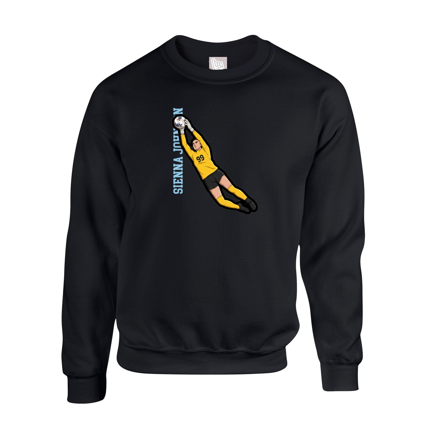 Fleece Crew — Name Vertical in Black