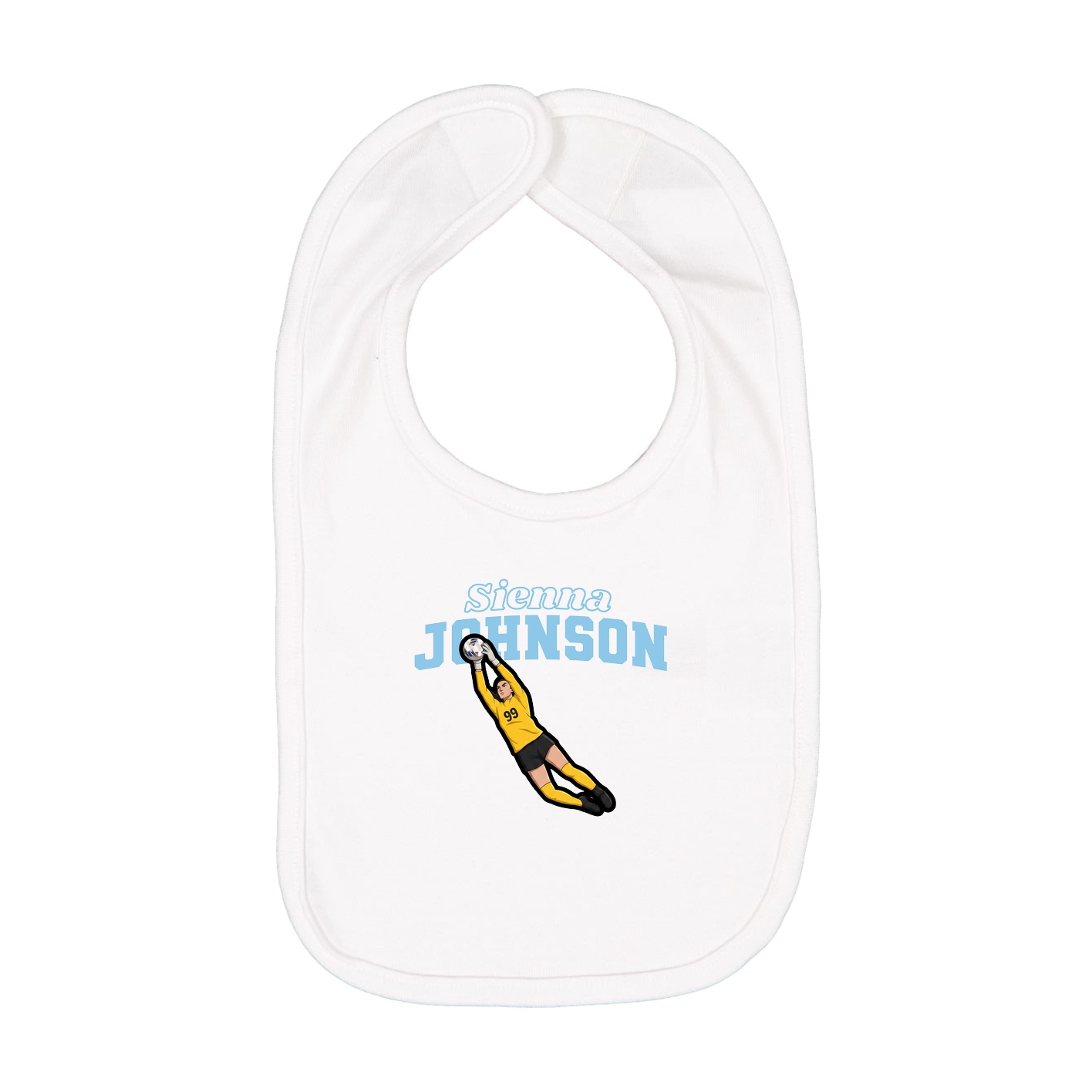 Infant Bib — Name Arch in White