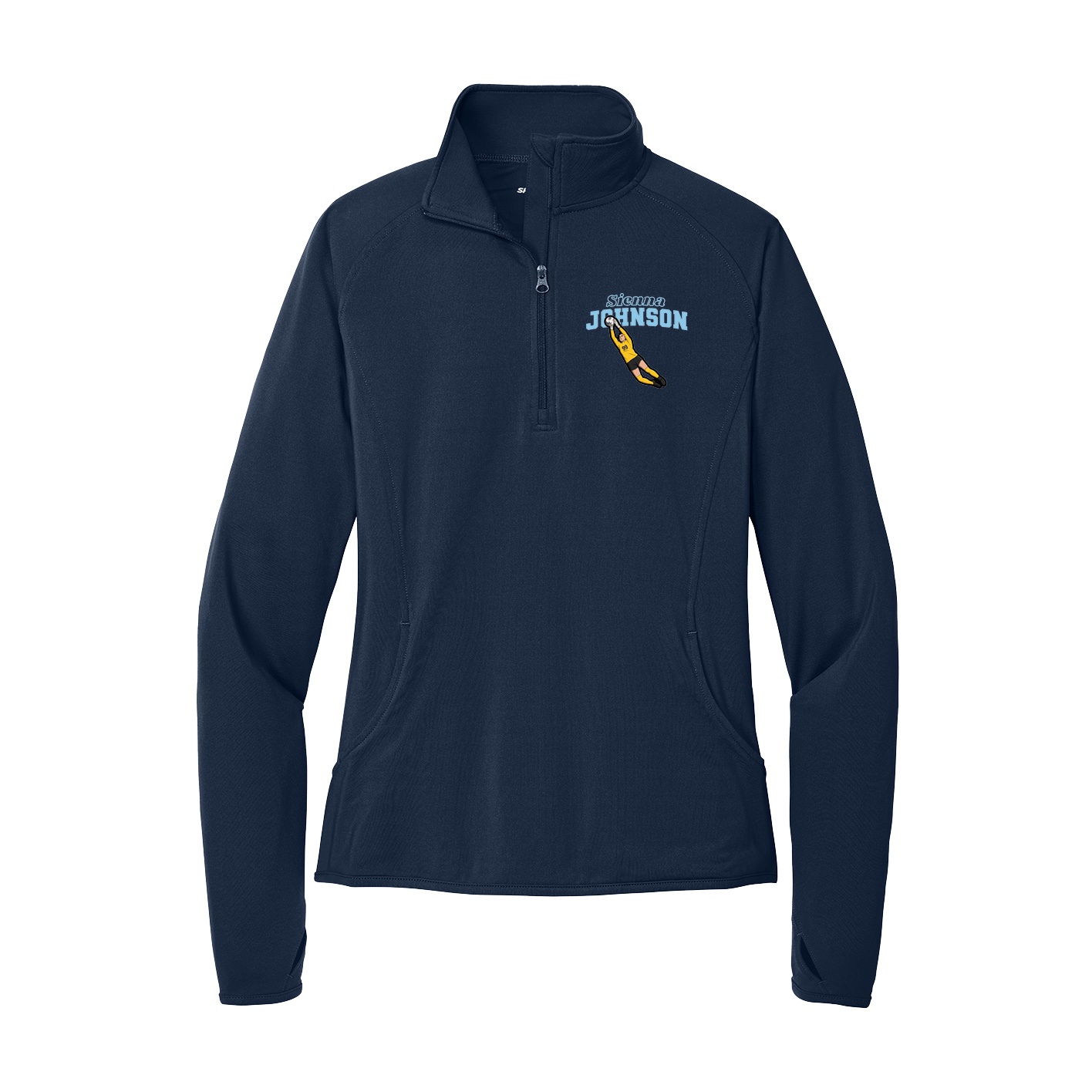 Women's Q-Zip Pullover — Name Arch in Navy