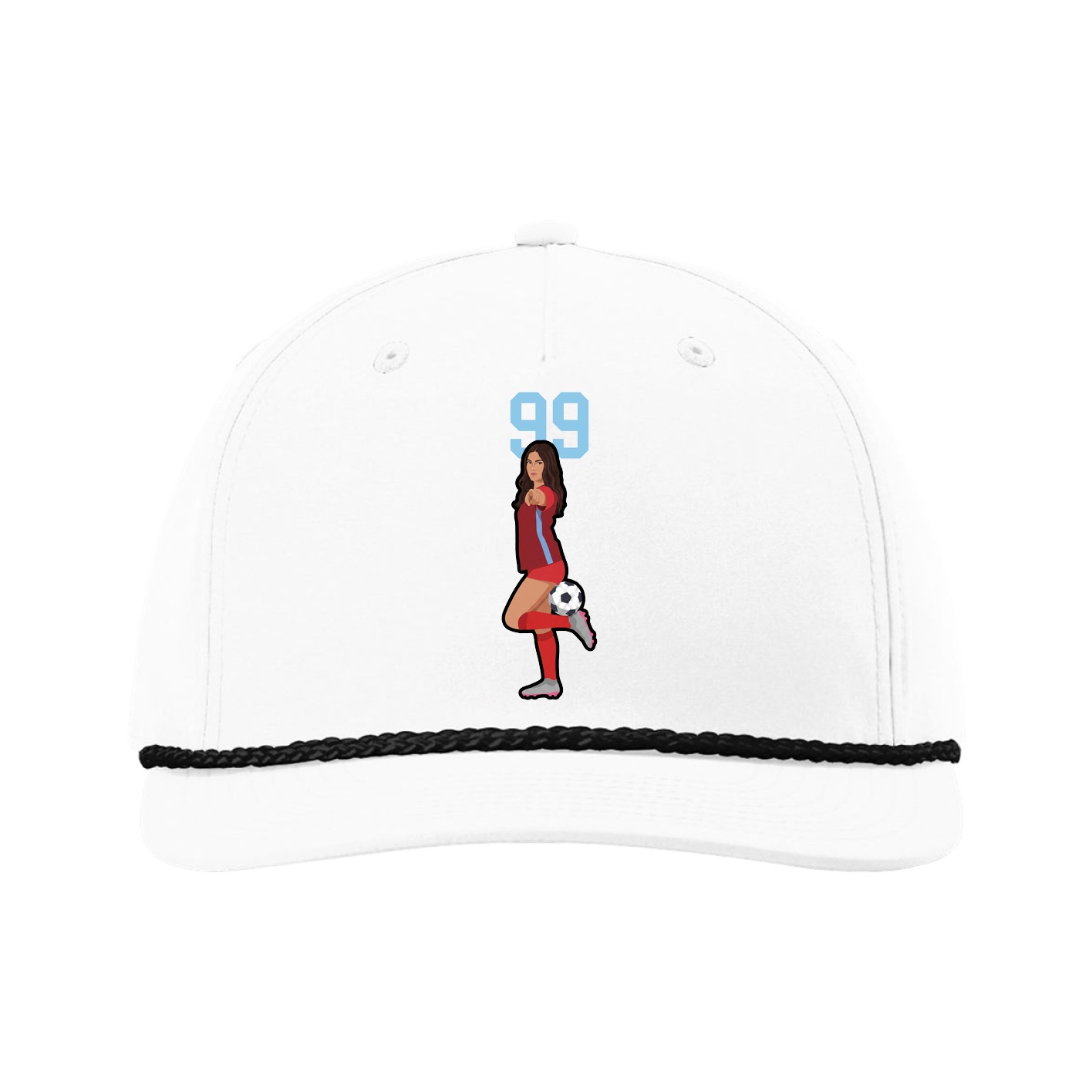Five-Panel Classic Rope Cap — Number Top in White