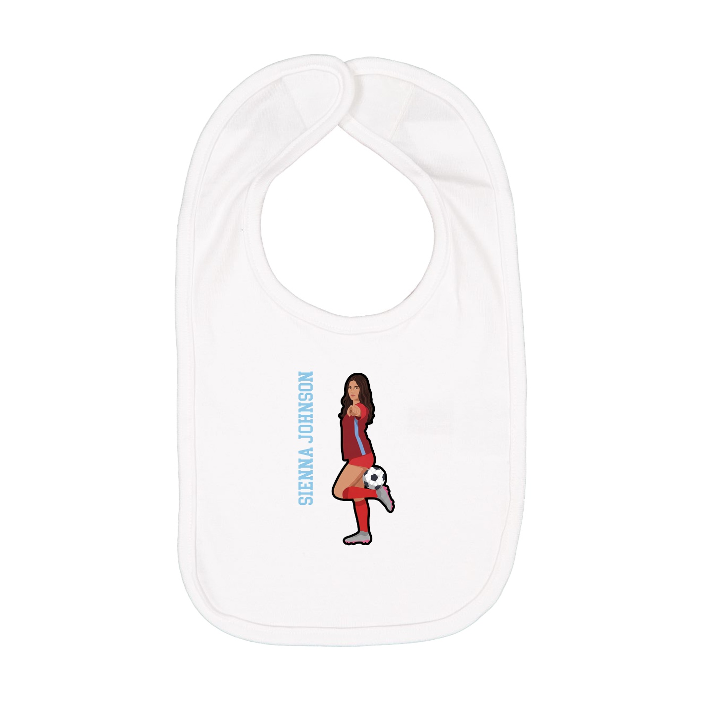 Infant Bib — Name Vertical in White