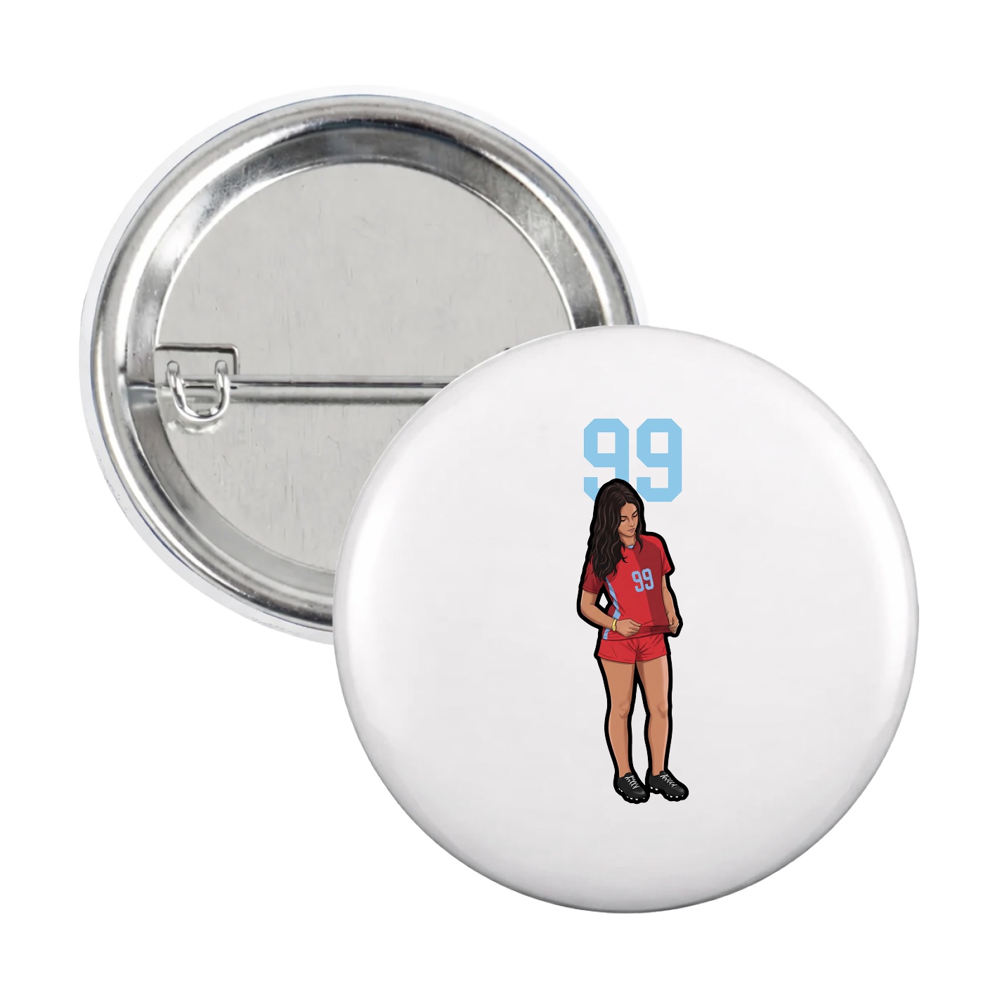 Game Day Button — Number Top in White