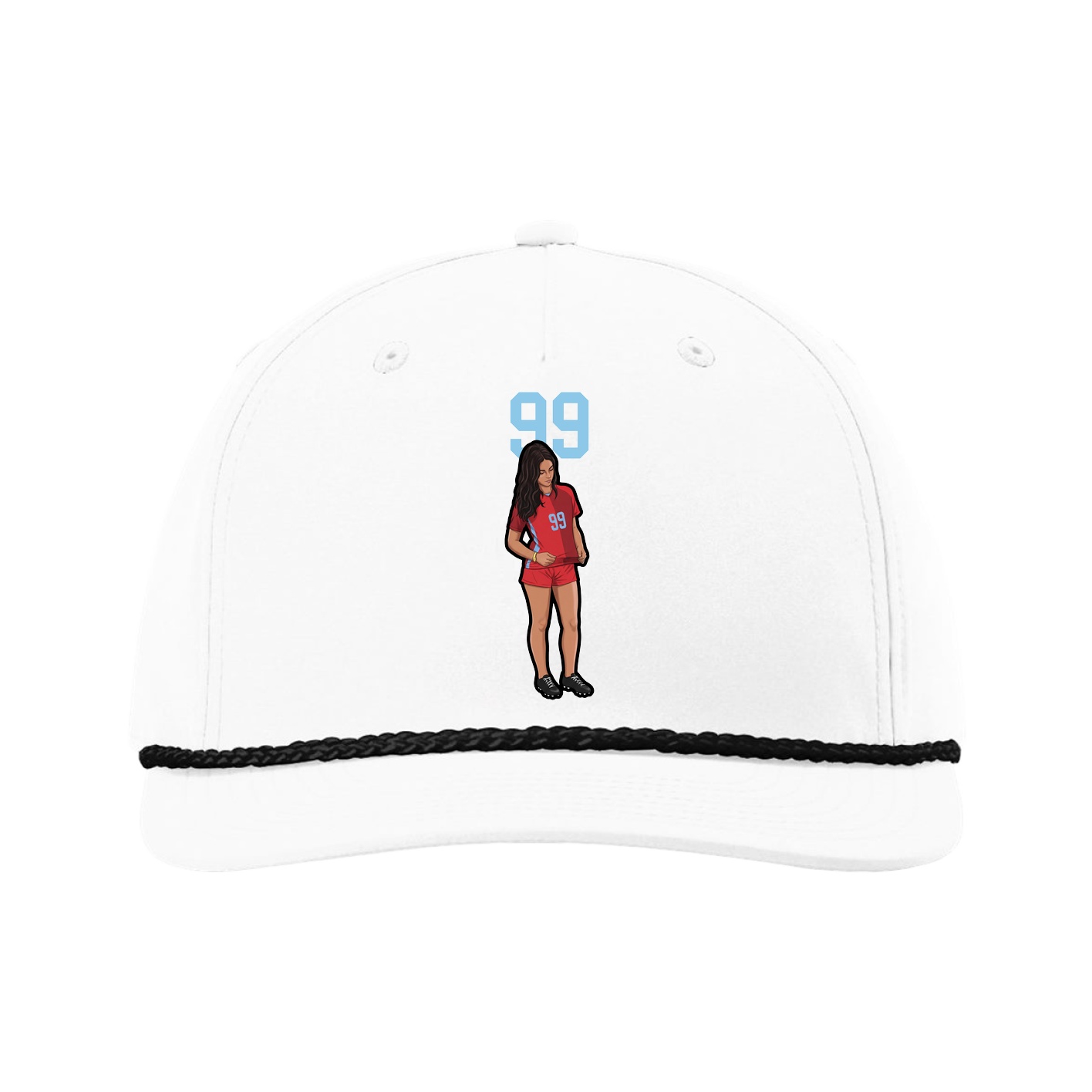 Five-Panel Classic Rope Cap — Number Top in White
