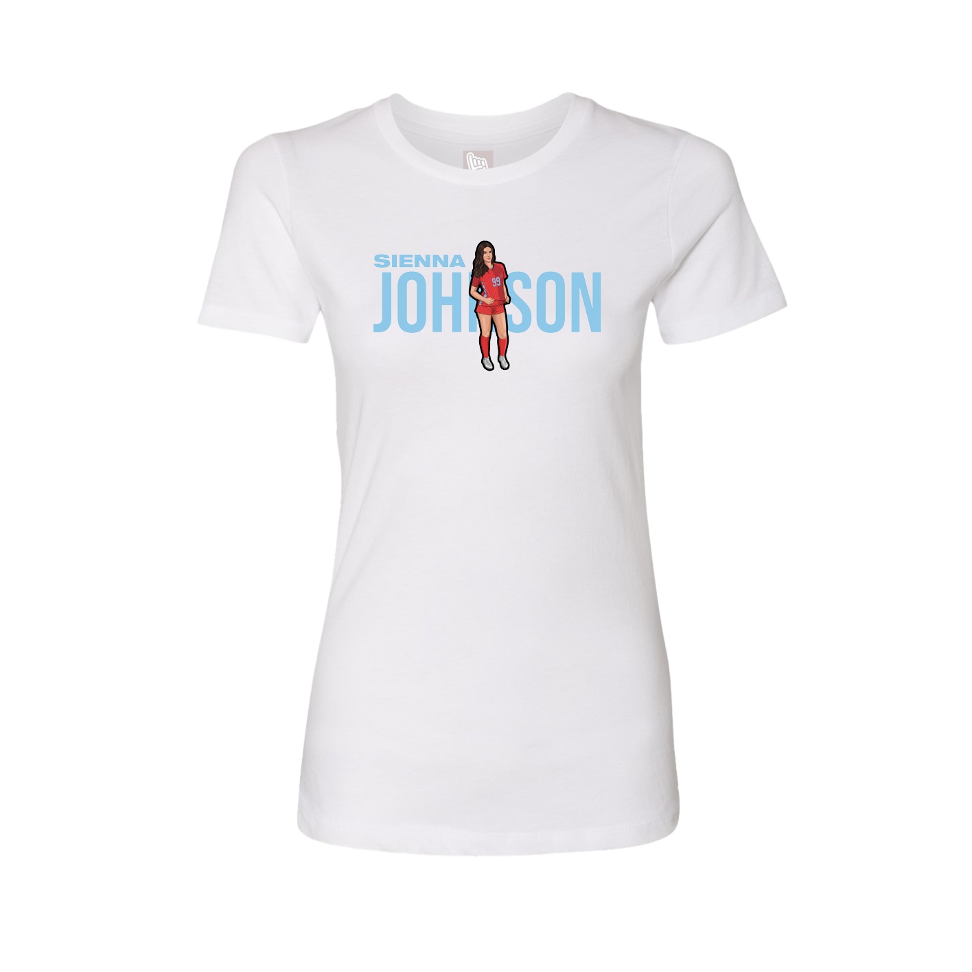 Fitted Women's Tee — Player Name in White