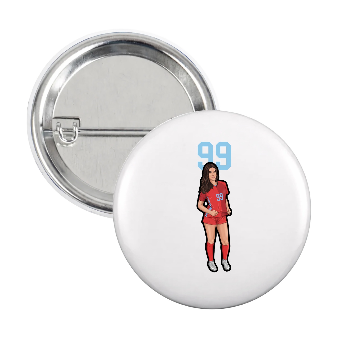 Game Day Button — Number Top in White