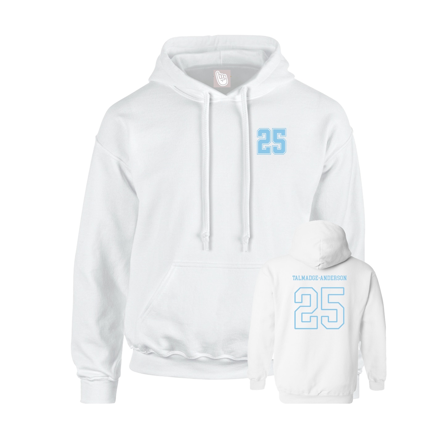 Youth Hoodie — Chest Back in White