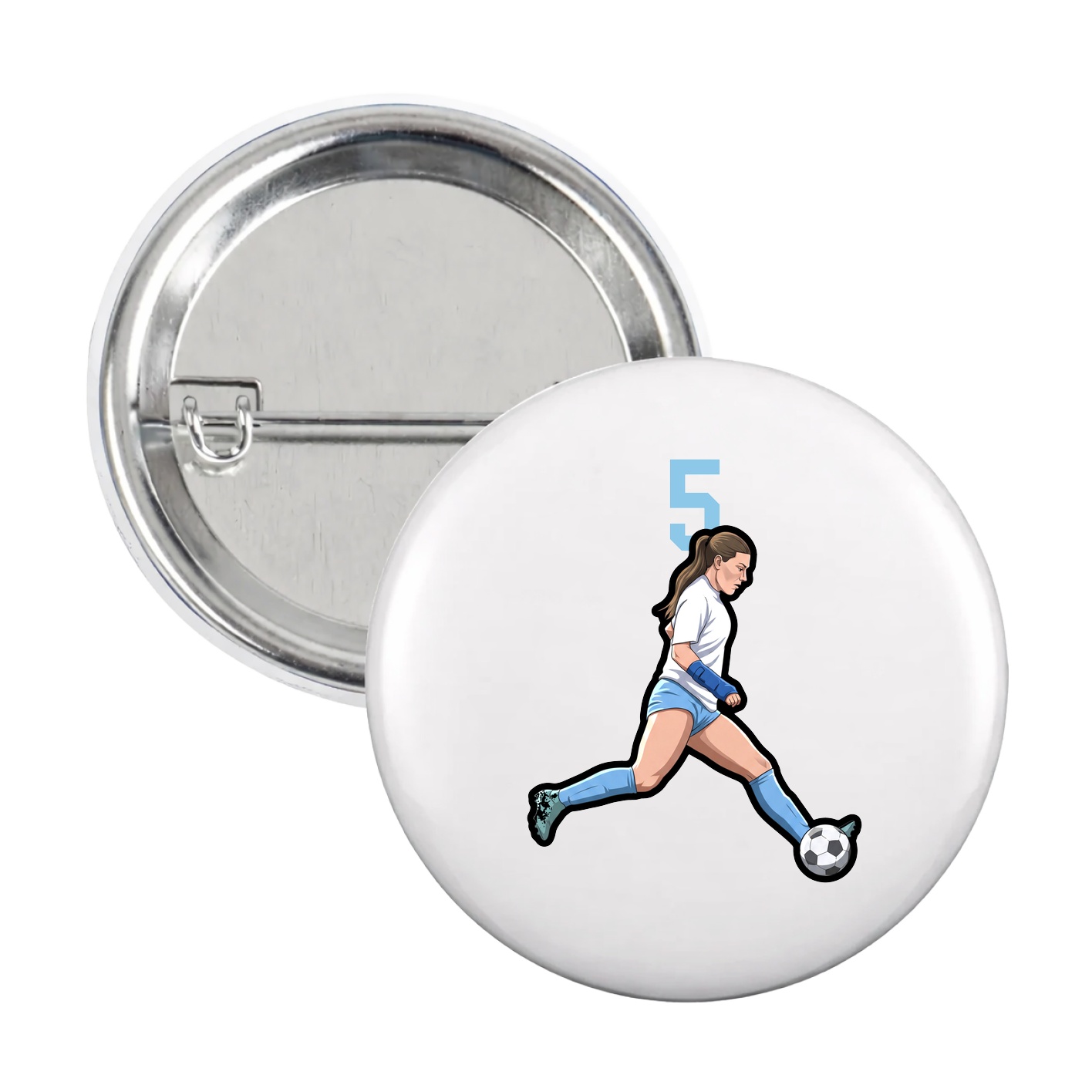 Game Day Button — Number Top in White