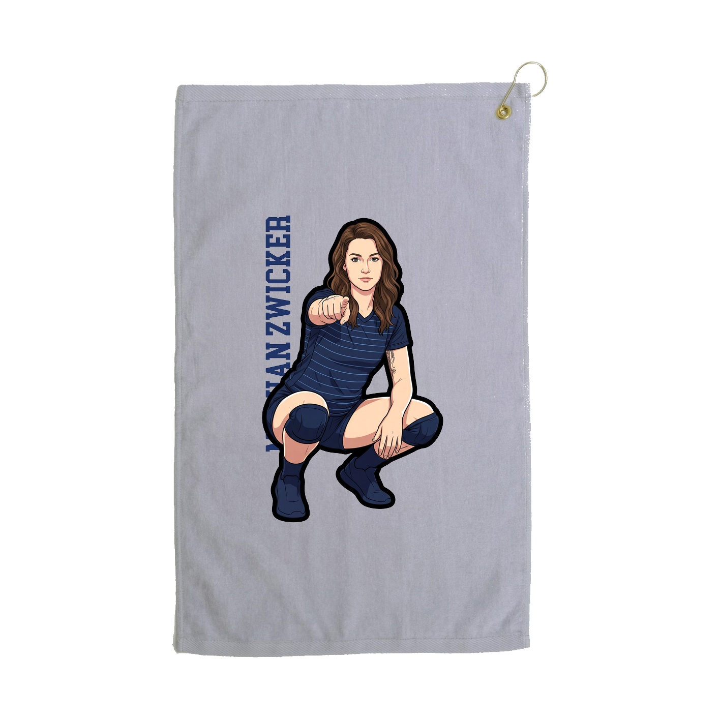 Golf Towel — Name Vertical in Grey