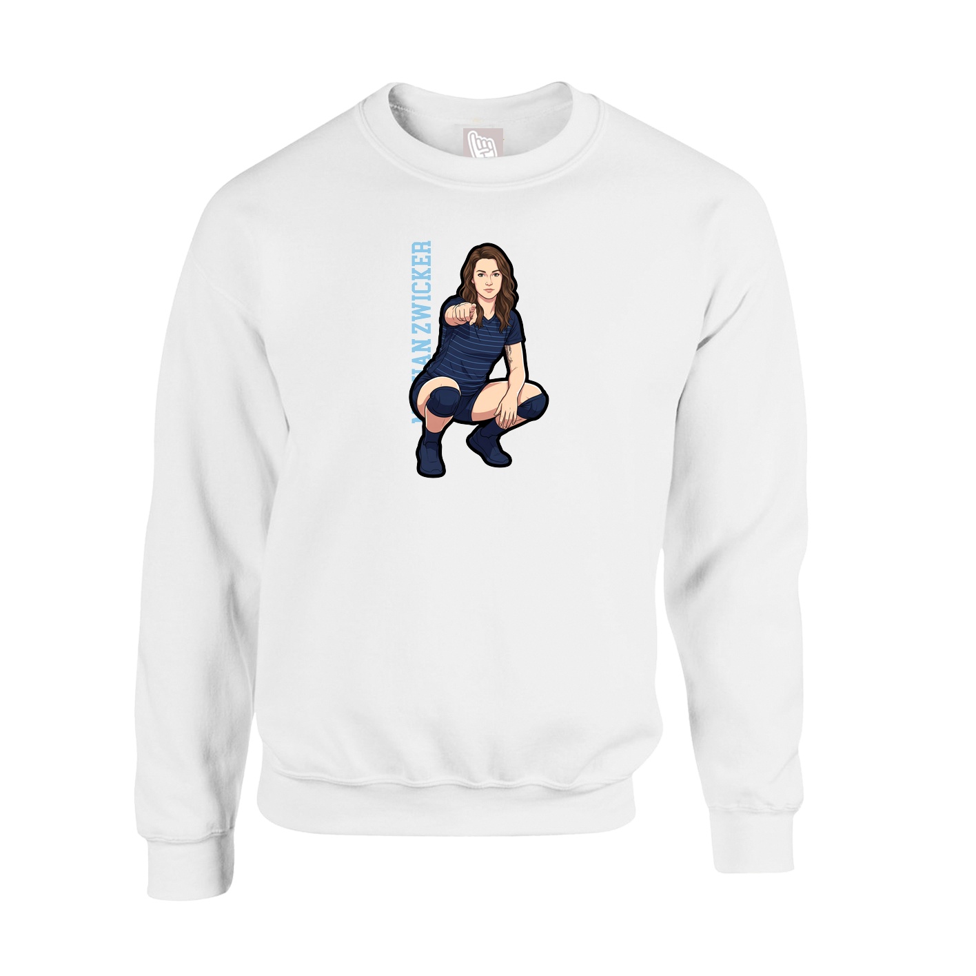 Fleece Crew — Name Vertical in White