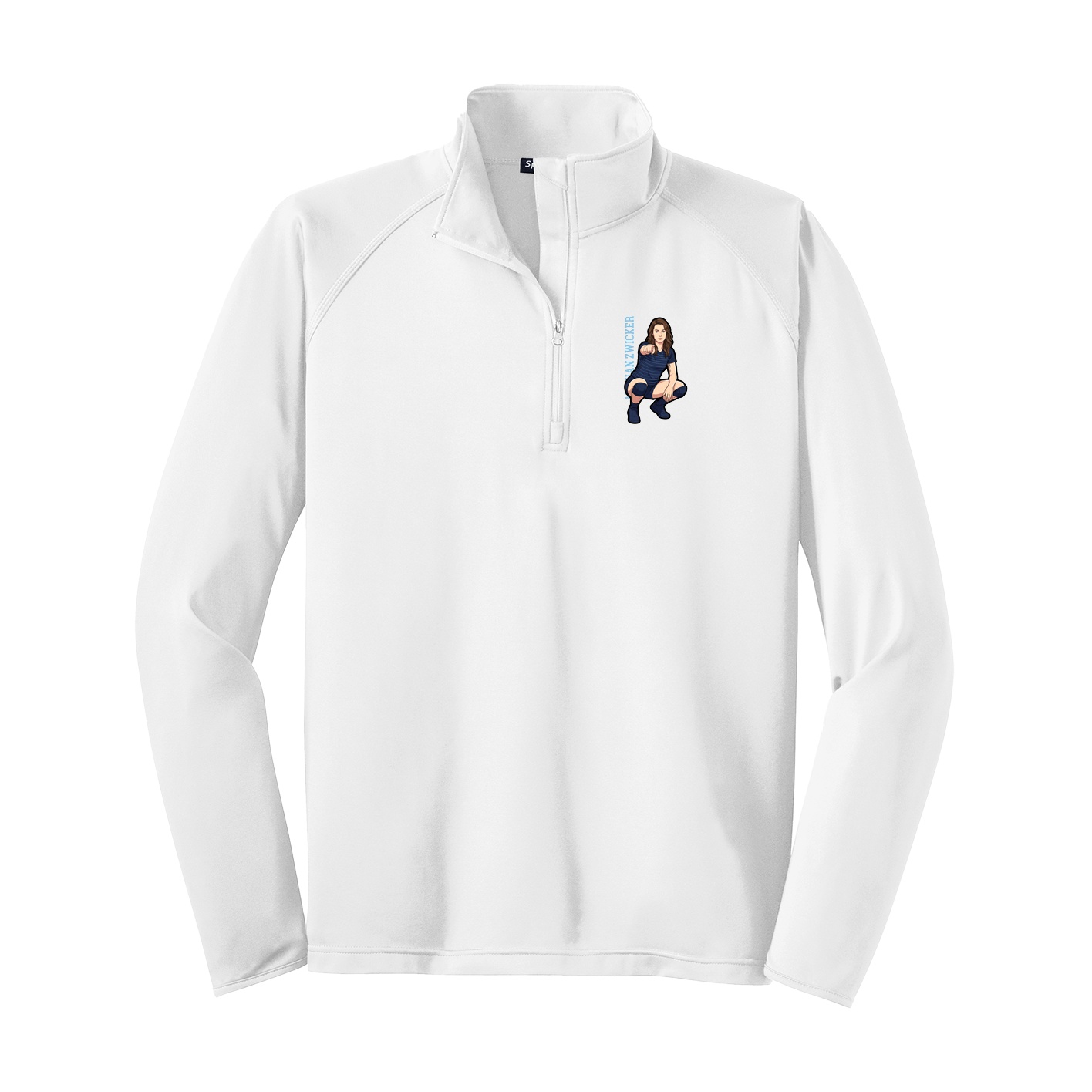 Q-Zip Pullover — Name Vertical in White